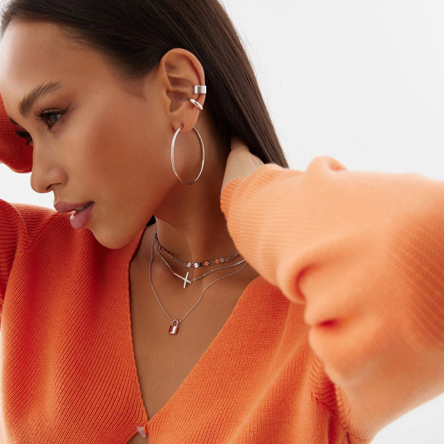 Колье-чокер из серебра с монетками