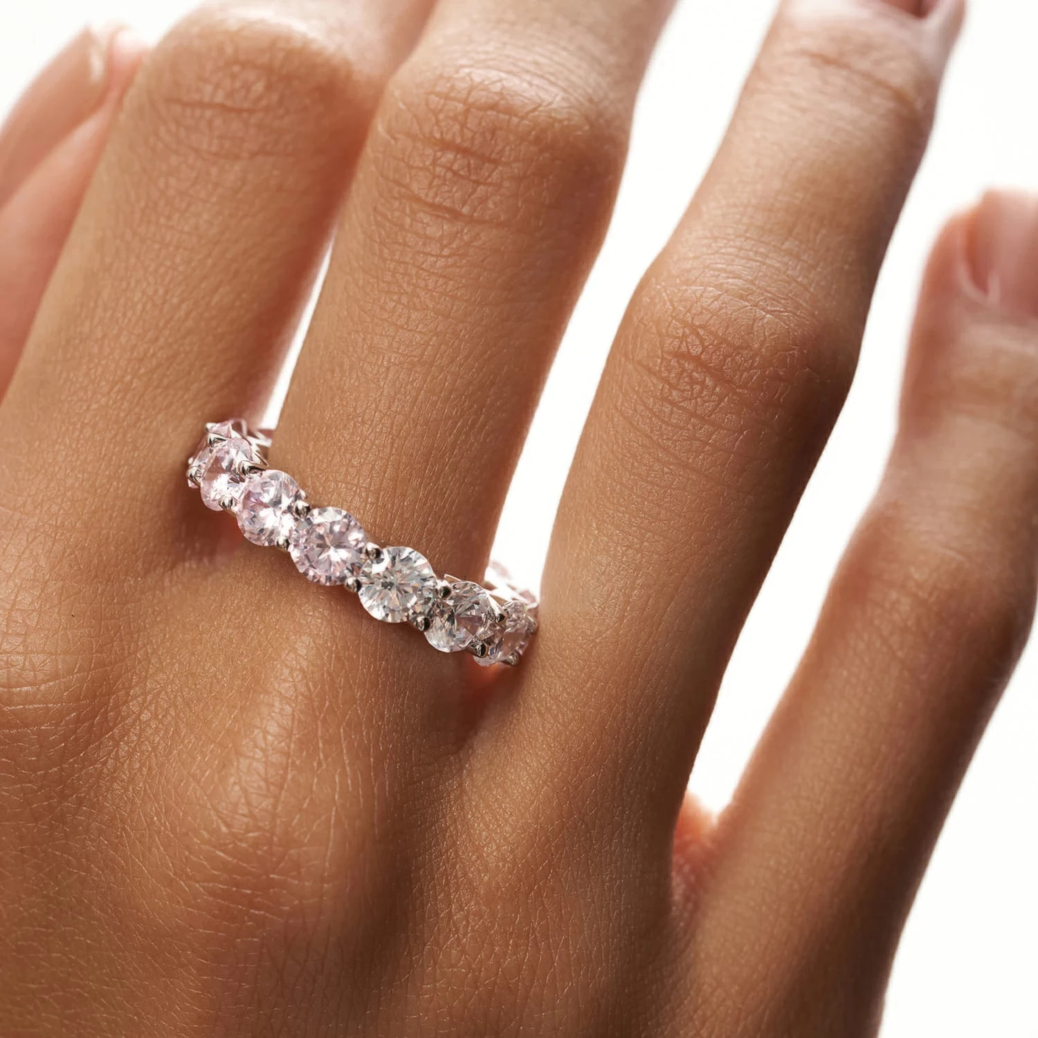 Кольцо из серебра Монро с розовыми и белыми фианитами