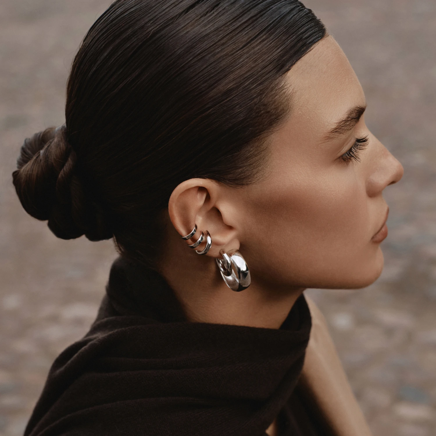 Двойной серебряный кафф без вставок