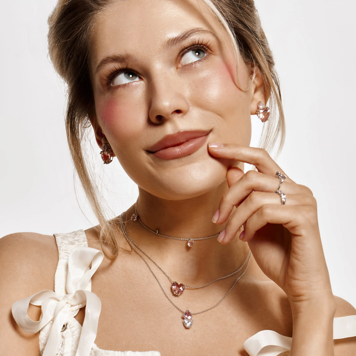 Серебряное колье SWEETHEART с двумя сердцами