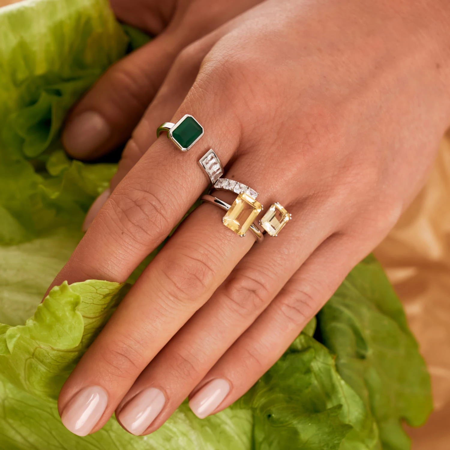 Серебряное кольцо BRIGHTNESS с цитрином Эмеральд