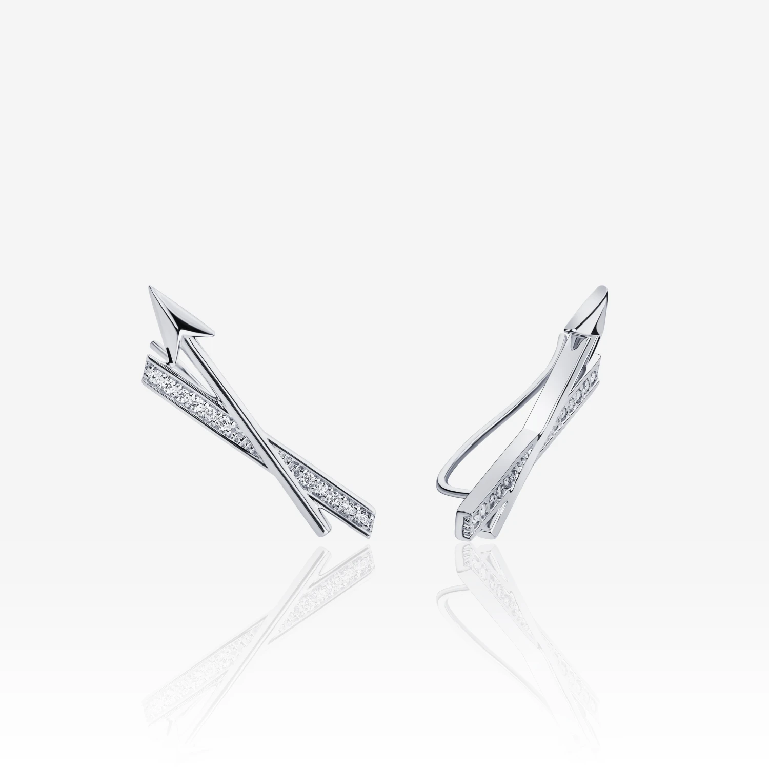 Серебряные серьги-клаймберы ЭРОС с фианитами