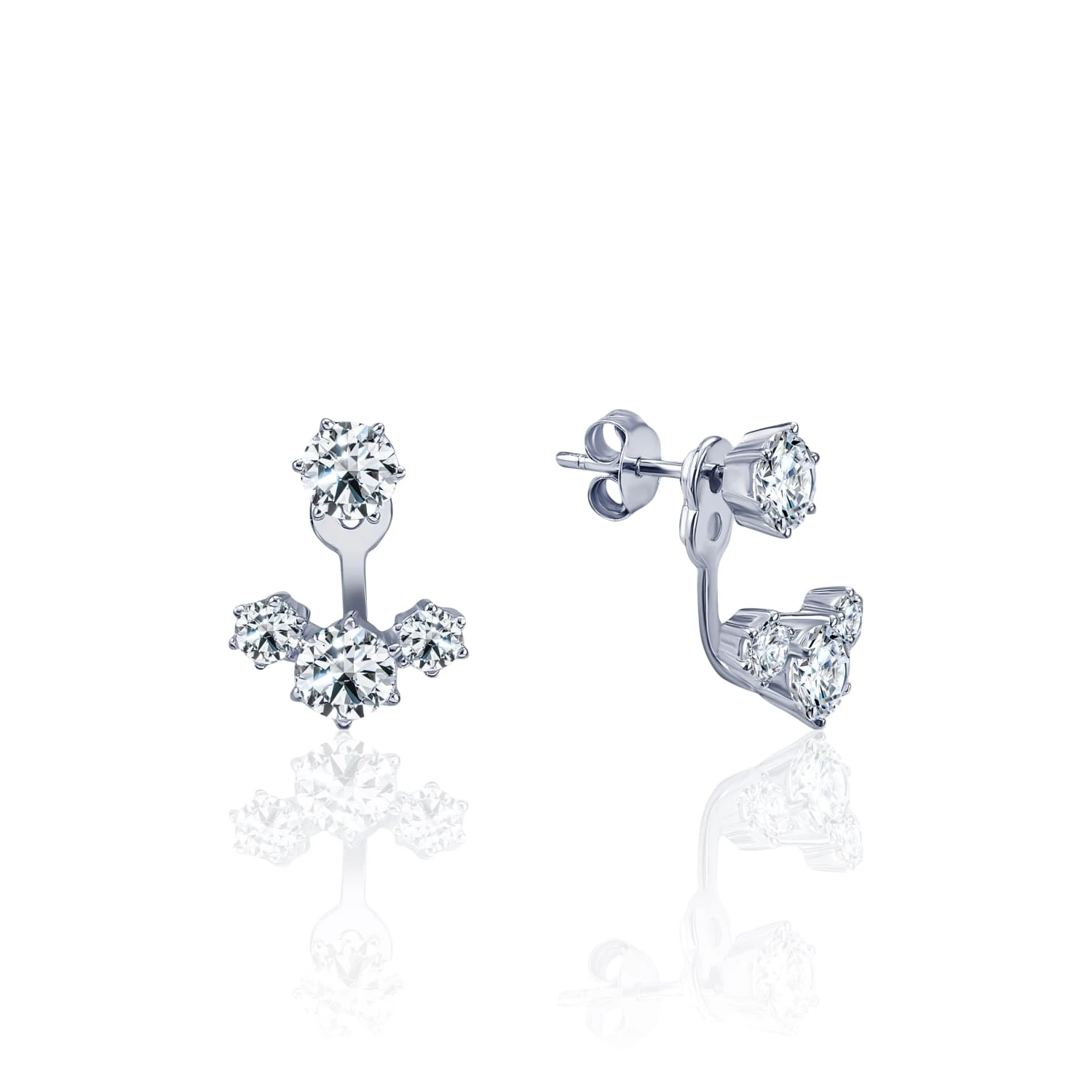 Серебряные серьги-джекеты с фианитами MIESTILO 