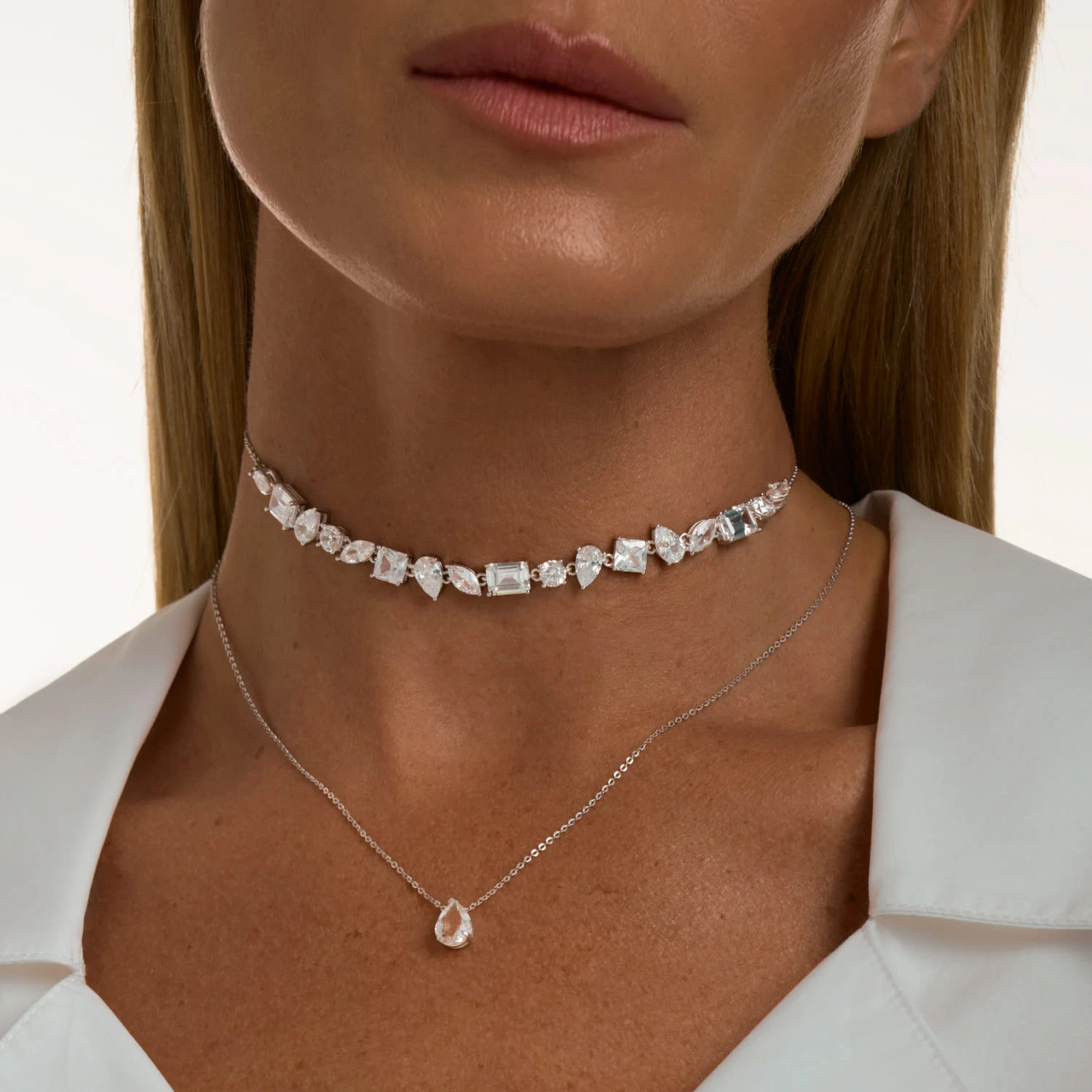 Серебряное колье-чокер ГРАЦИЯ с фианитами