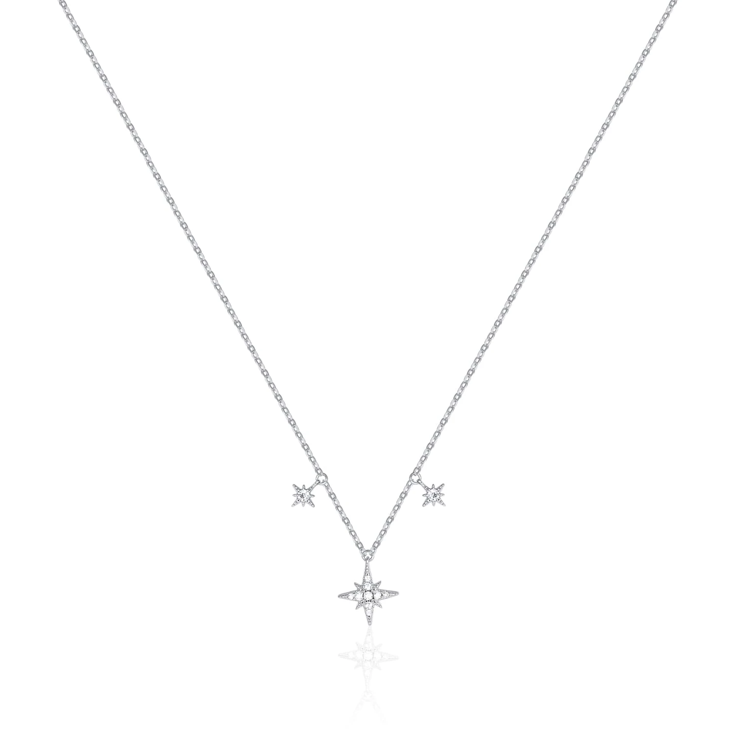 Серебряное колье со звездами и фианитами MIESTILO