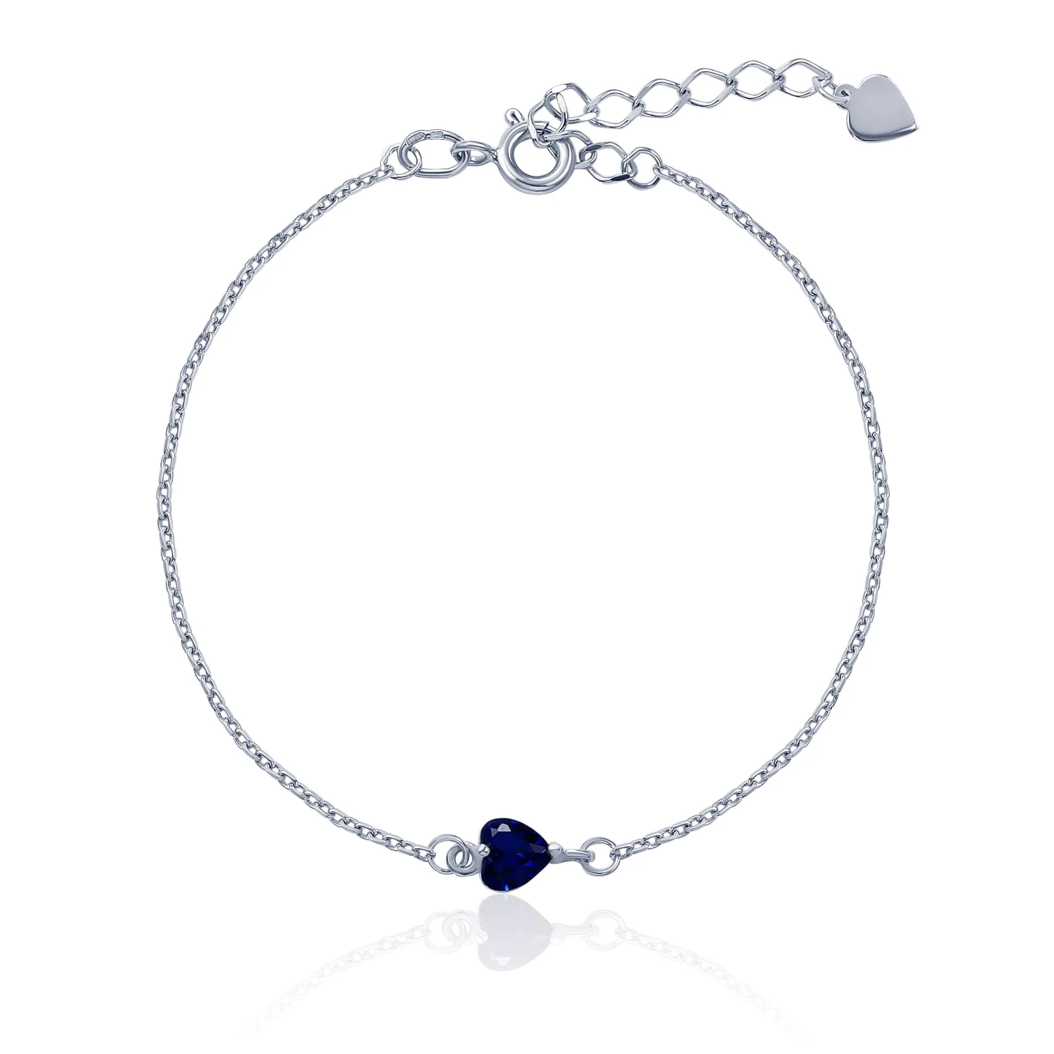Браслет из серебра с синим фианитом в огранке сердце MIESTILO