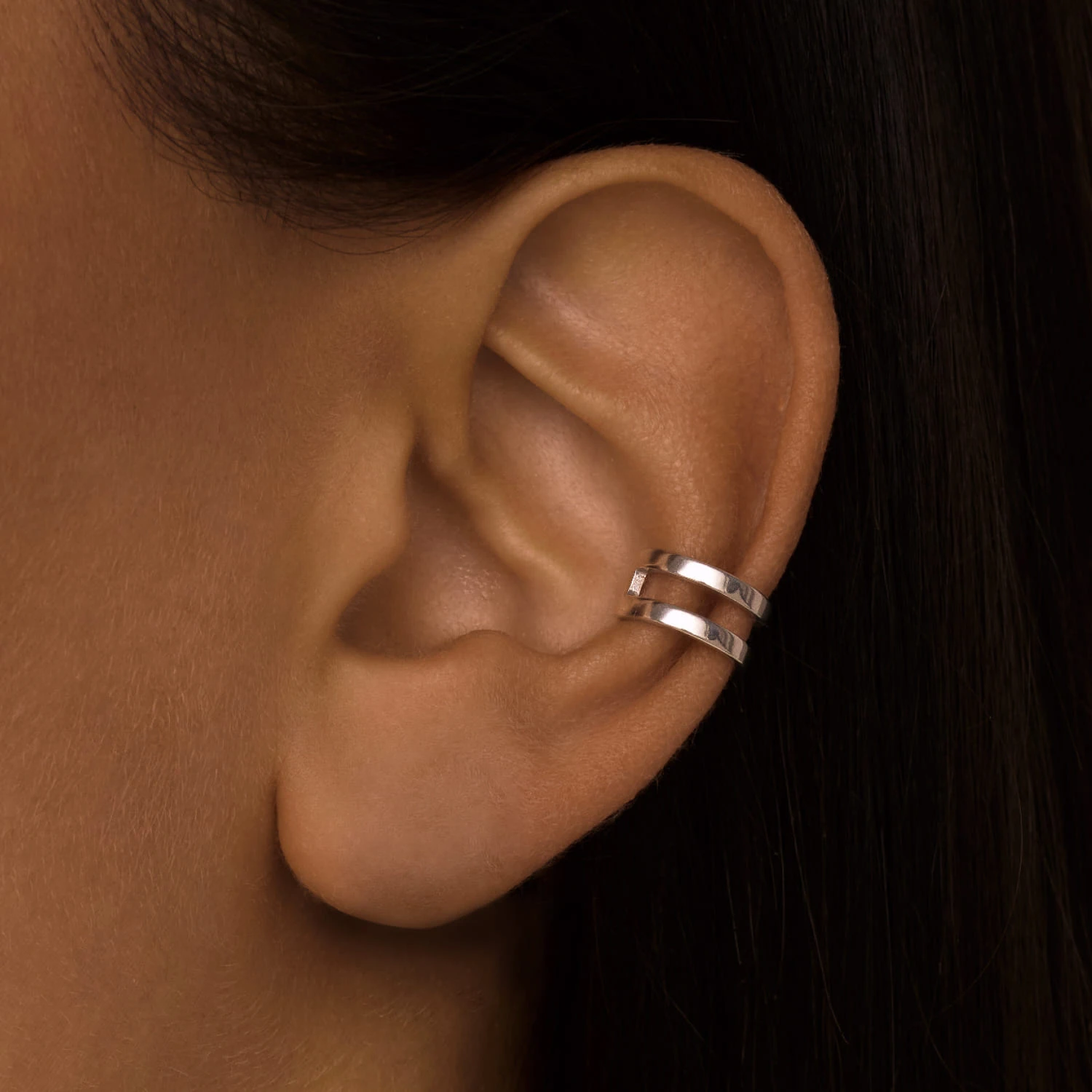 Двойной серебряный кафф без вставок