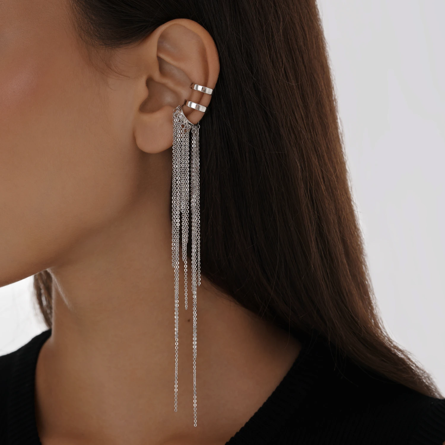 Двойной серебряный кафф без вставок