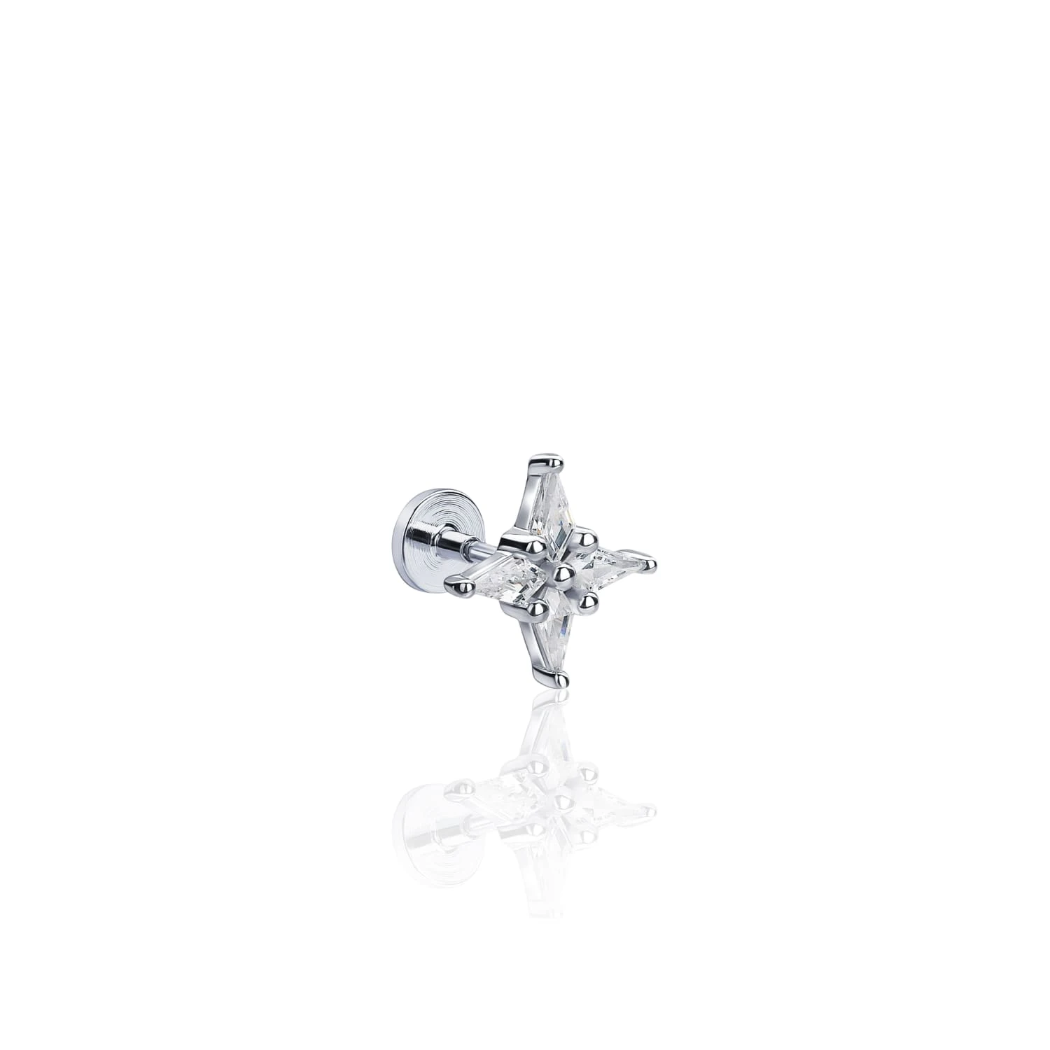 Серебряный пирсинг с фианитами MIESTILO