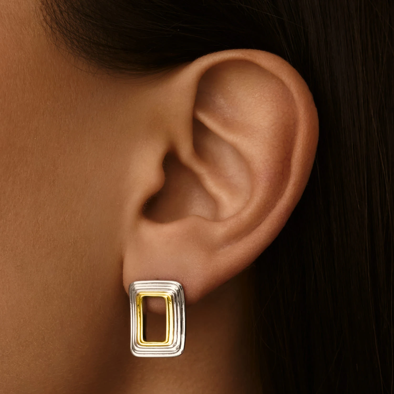 Серьги из серебра биколор MIESTILO