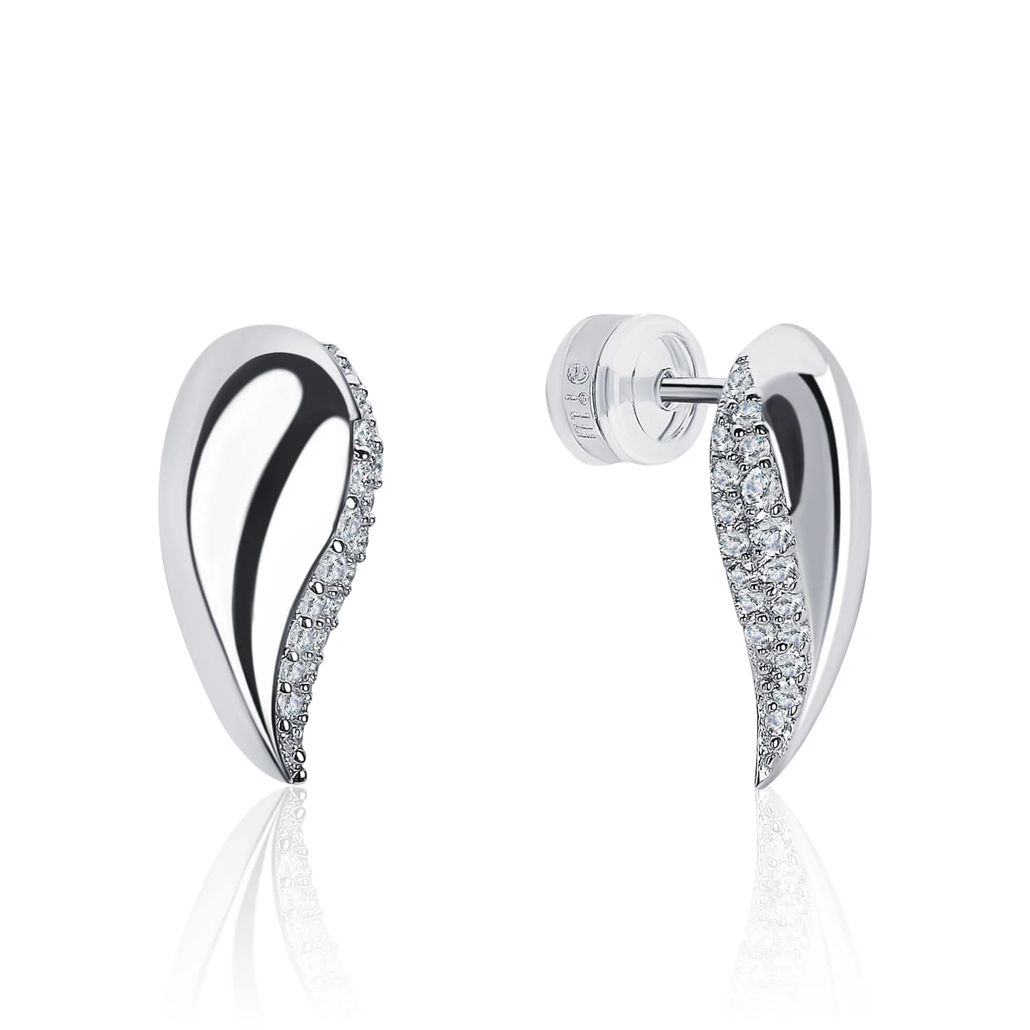 Серебряные серьги-капли с фианитами