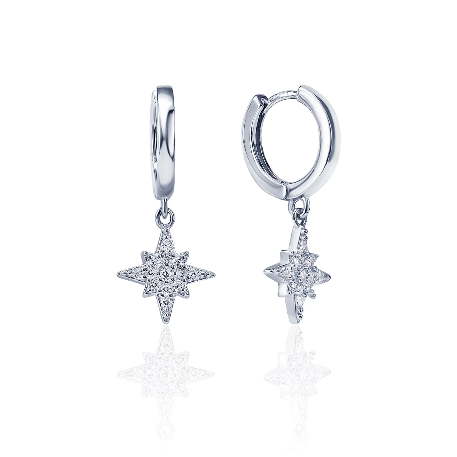 Серебряные серьги-конго с подвеской в форме звезды MIESTILO
