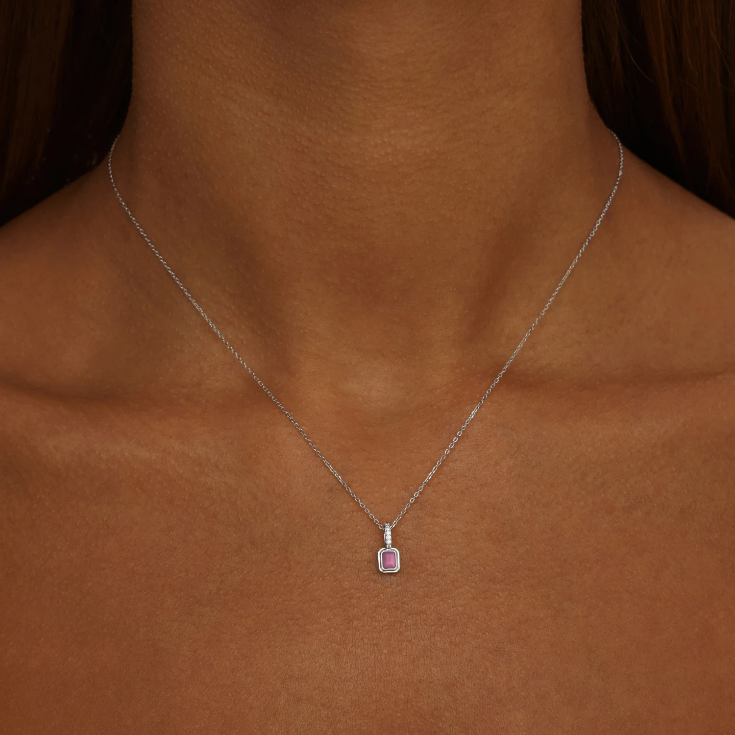 Серебряное колье с розовым турмалином