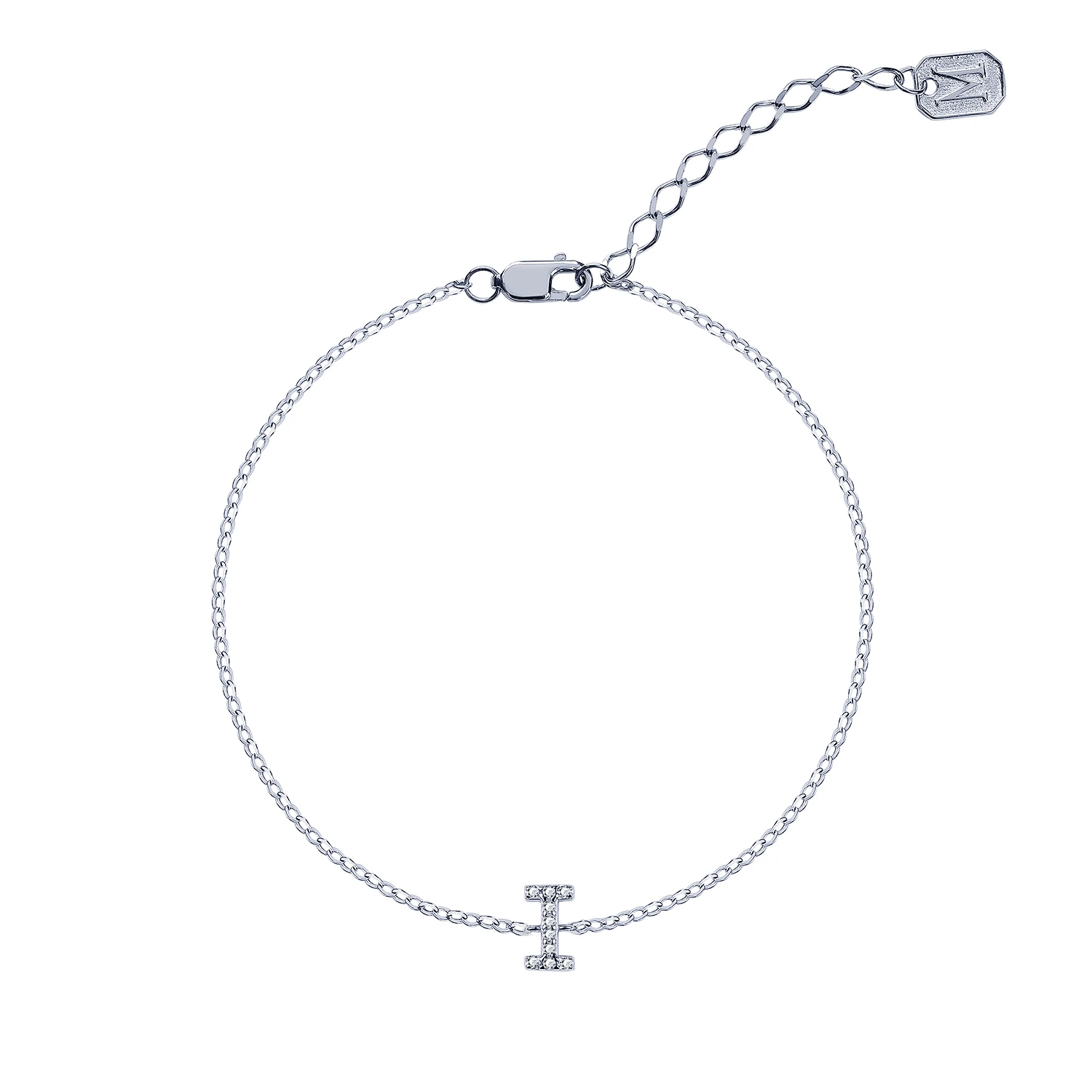 Серебряный браслет с буквой I MIESTILO