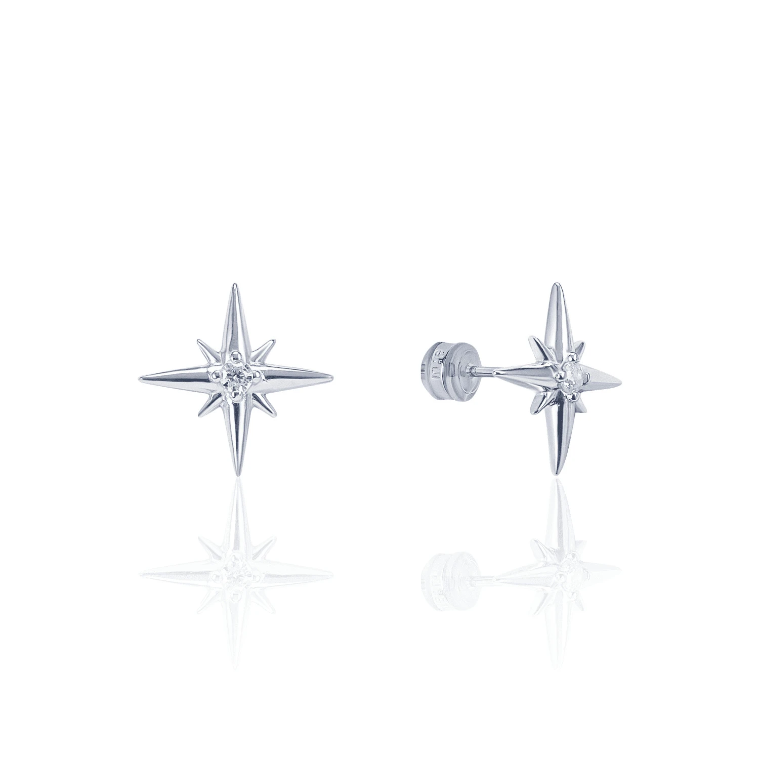 Серебряные серьги со звездами и фианитами Isida