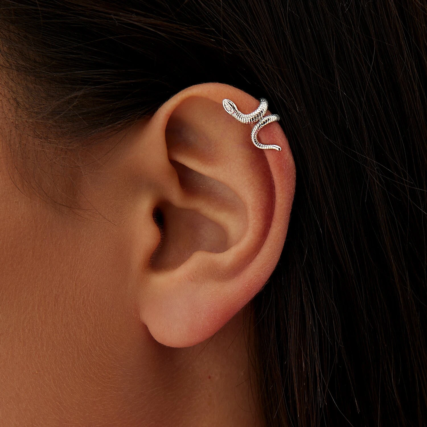 Серебряный кафф в форме змеи