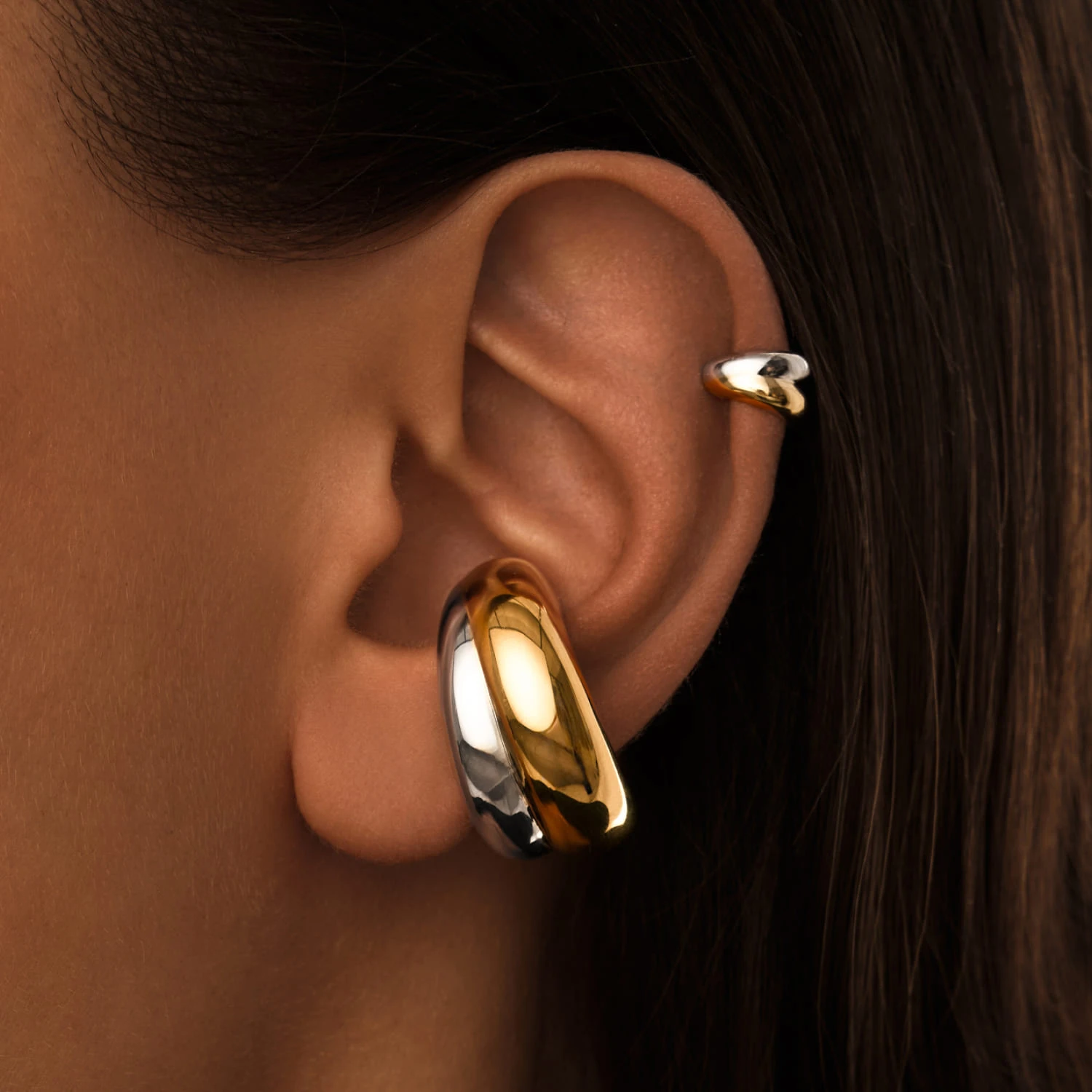 Серебряный кафф мини биколор