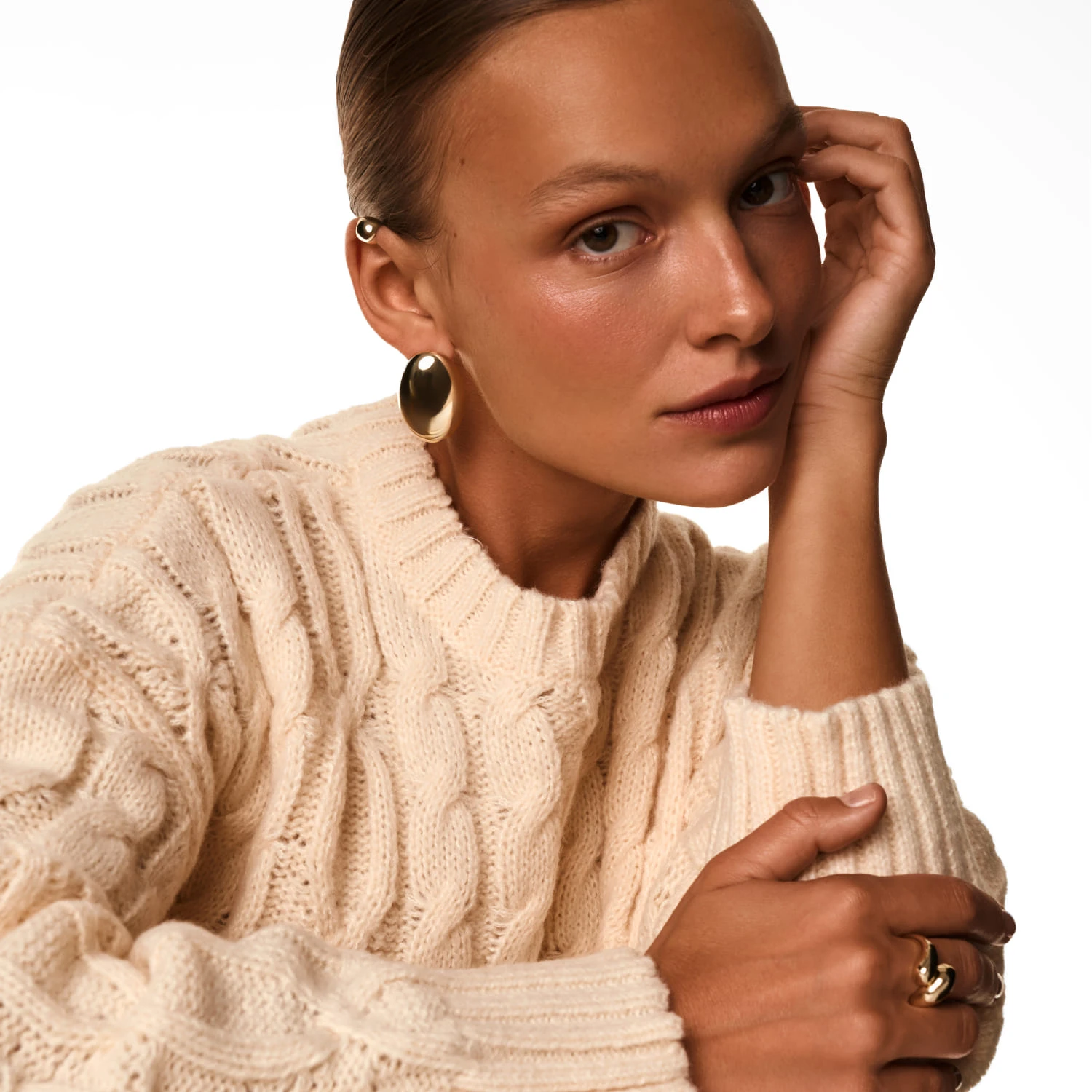 Разомкнутое кольцо PENELOPE из серебра в покрытии желтое золото