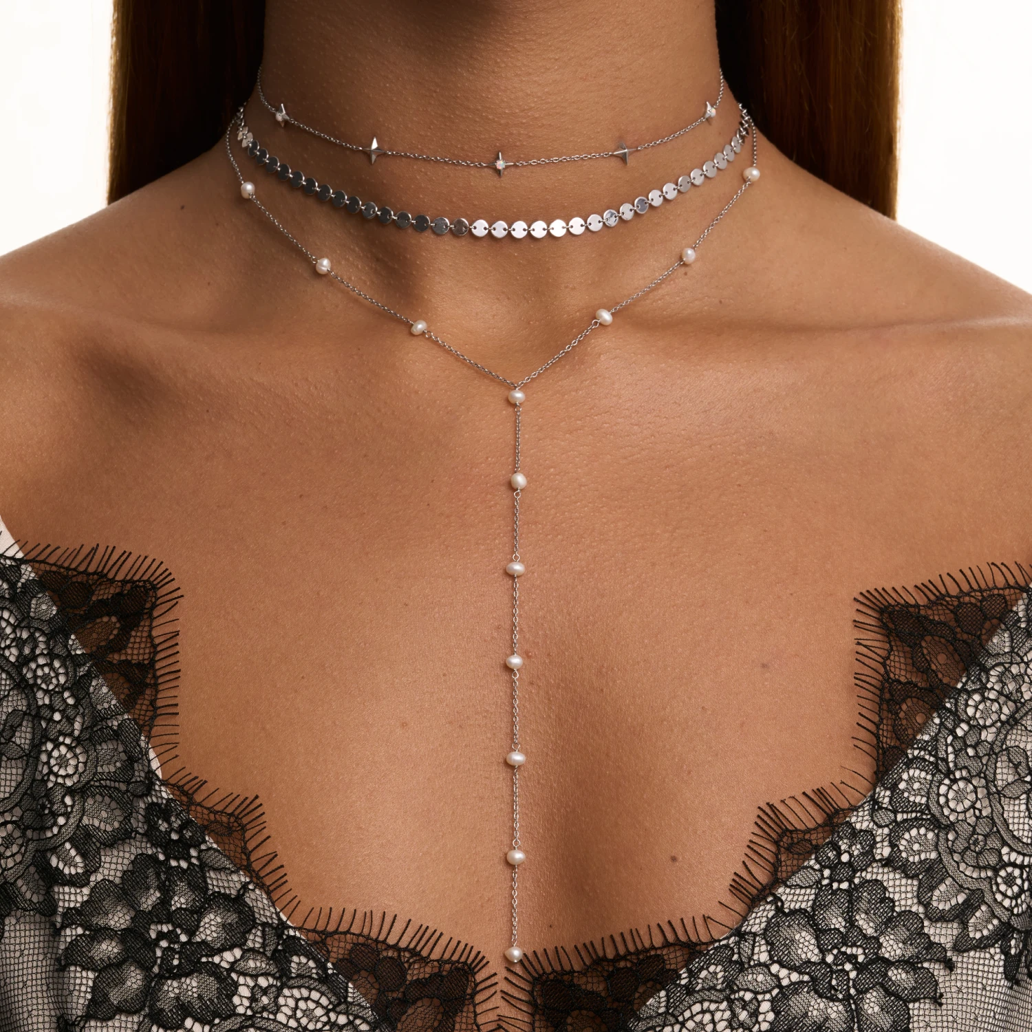 Колье-чокер из серебра с монетками