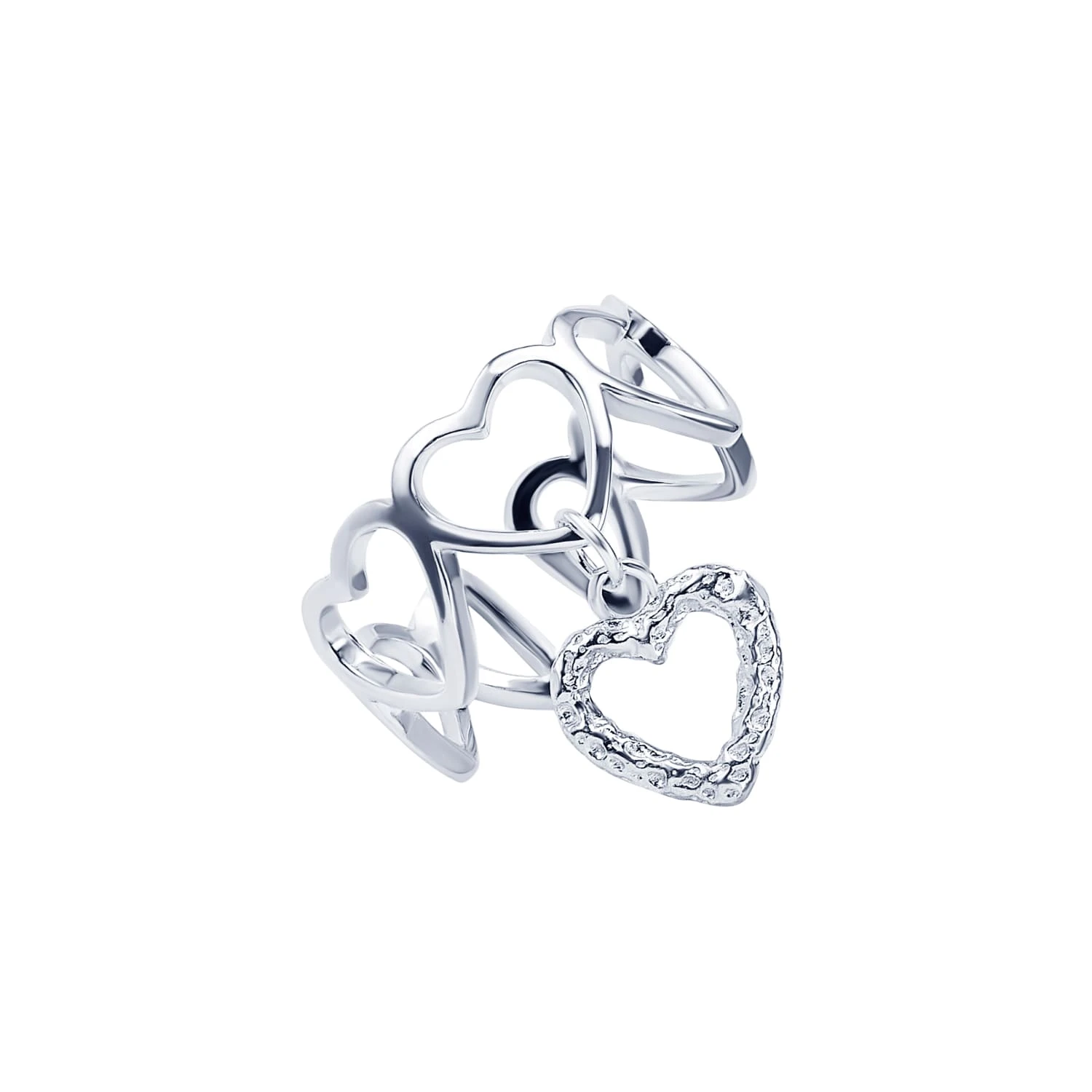 Cеребряное кольцо с подвеской сердцем и фианитами MIESTILO