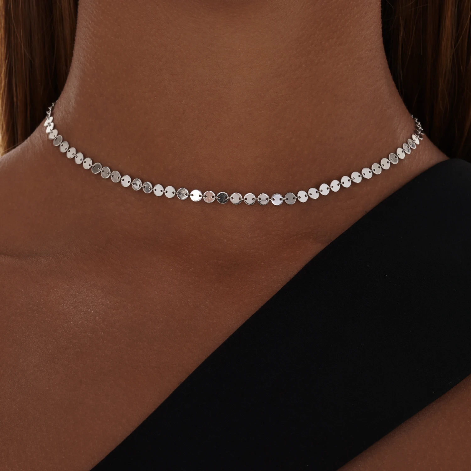 Колье-чокер из серебра с монетками