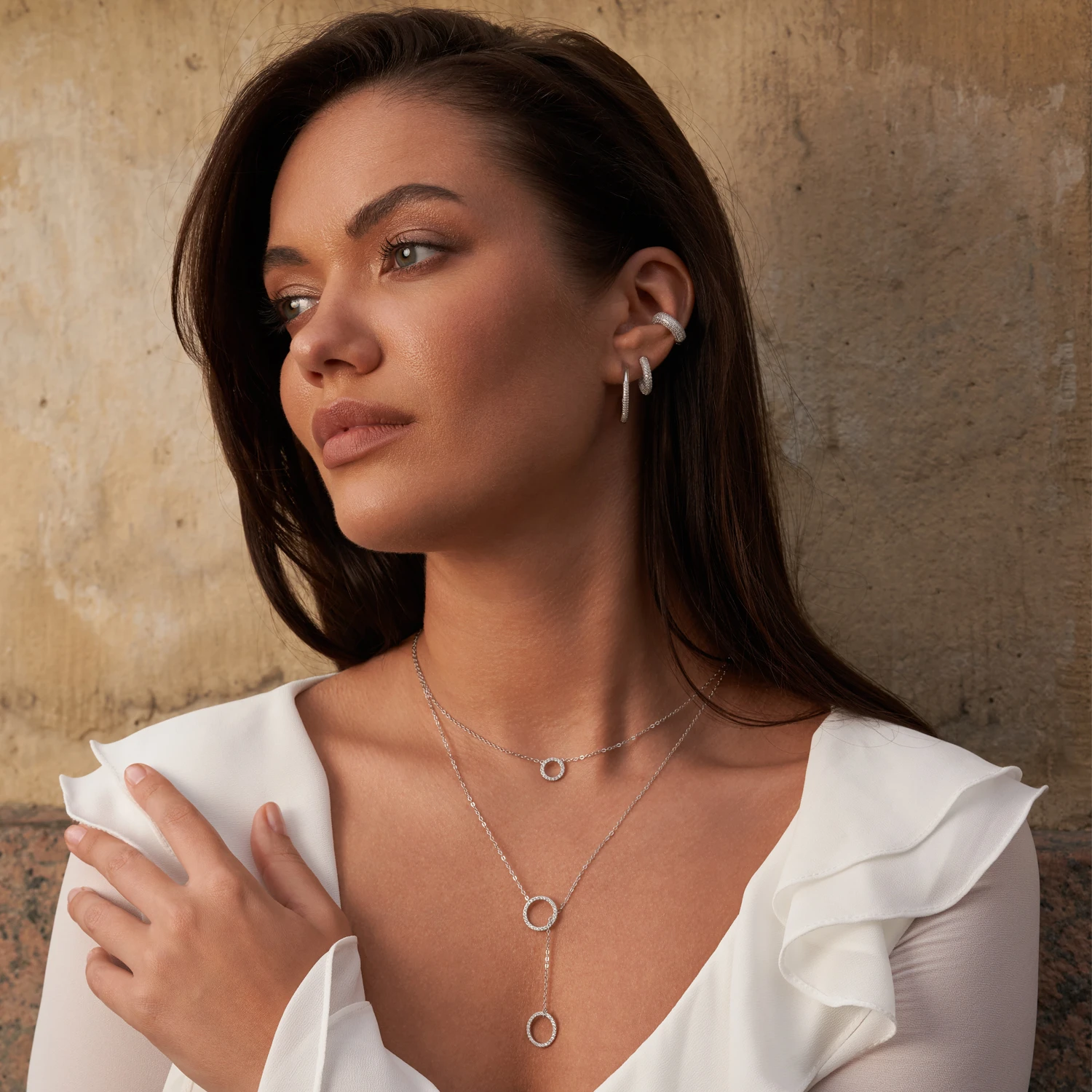 Серебряный кафф с фианитами