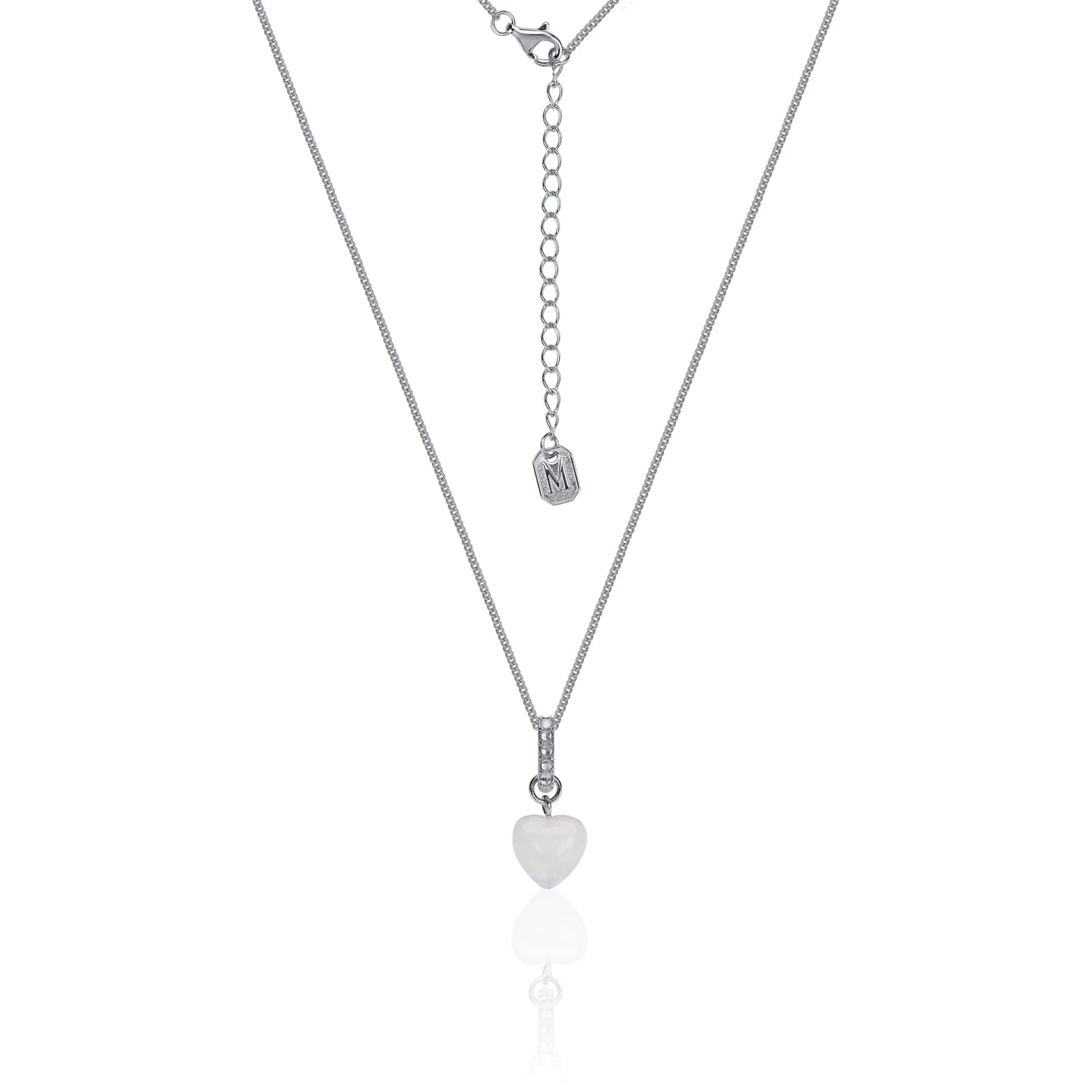 Серебряное колье с подвеской из натурального лунного камня и фианитов MIESTILO 