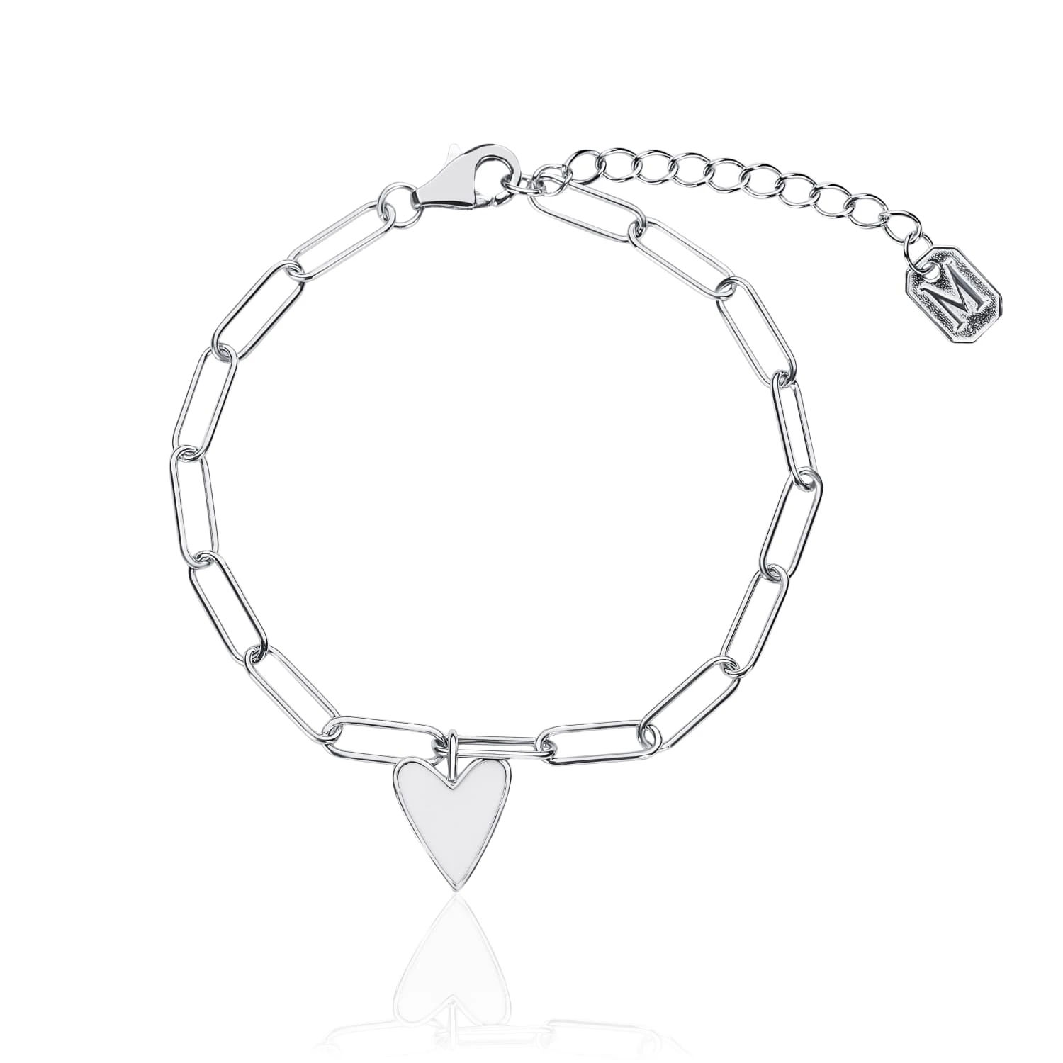 Серебряный браслет с сердецем в эмали MIESTILO