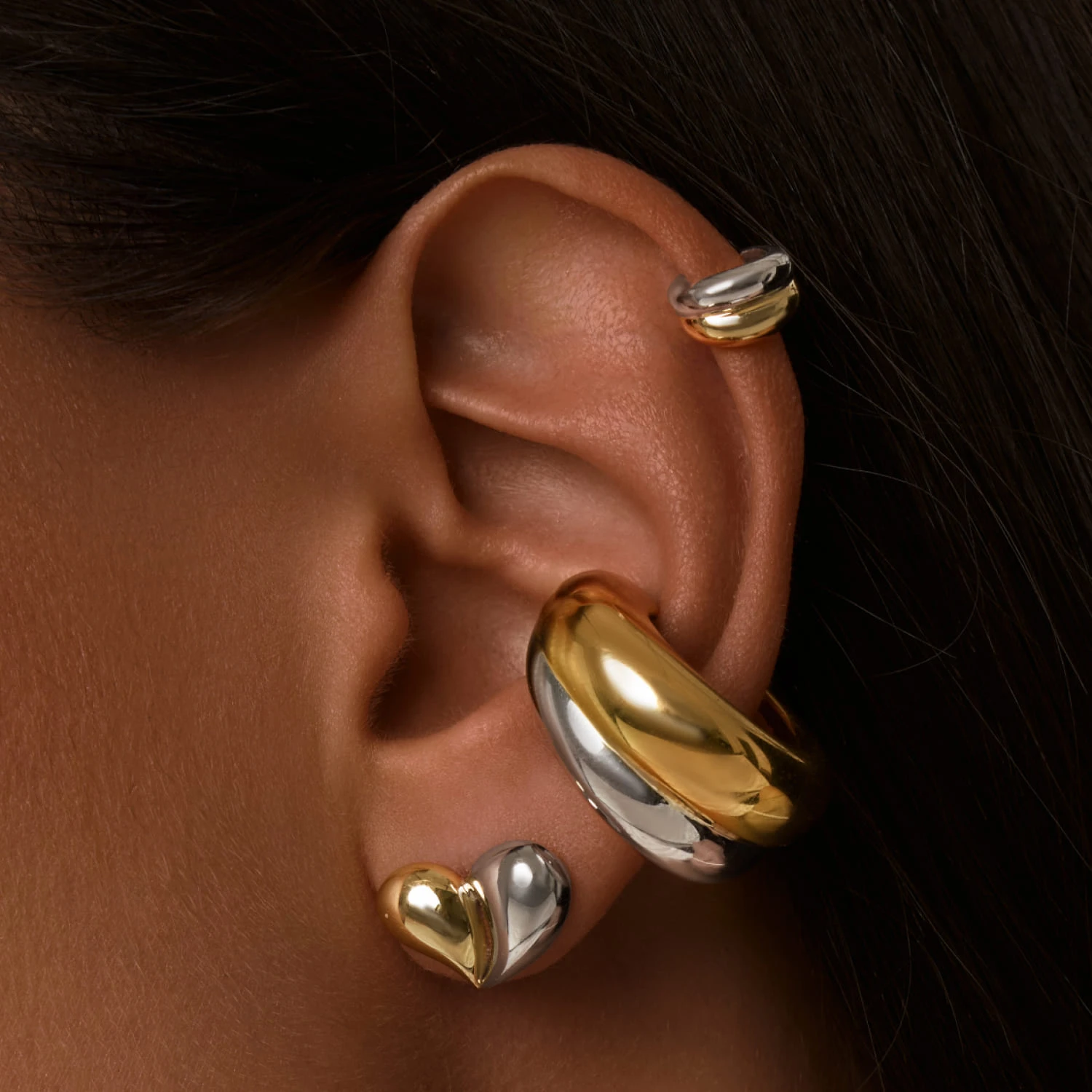 Серебряный кафф мини биколор