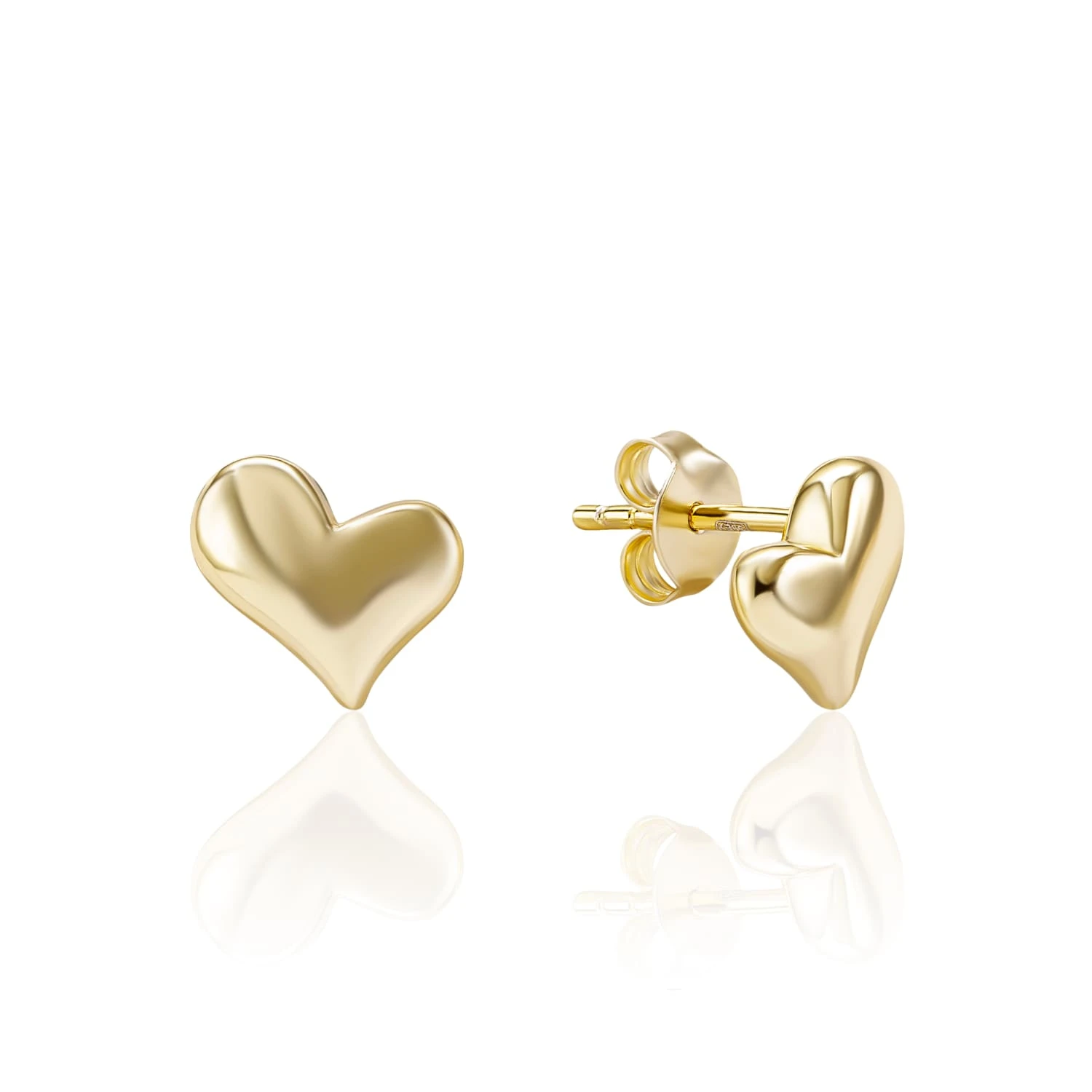 Серебряные пусеты в форме миниатюрных сердечек с покрытием позолота MIESTILO 