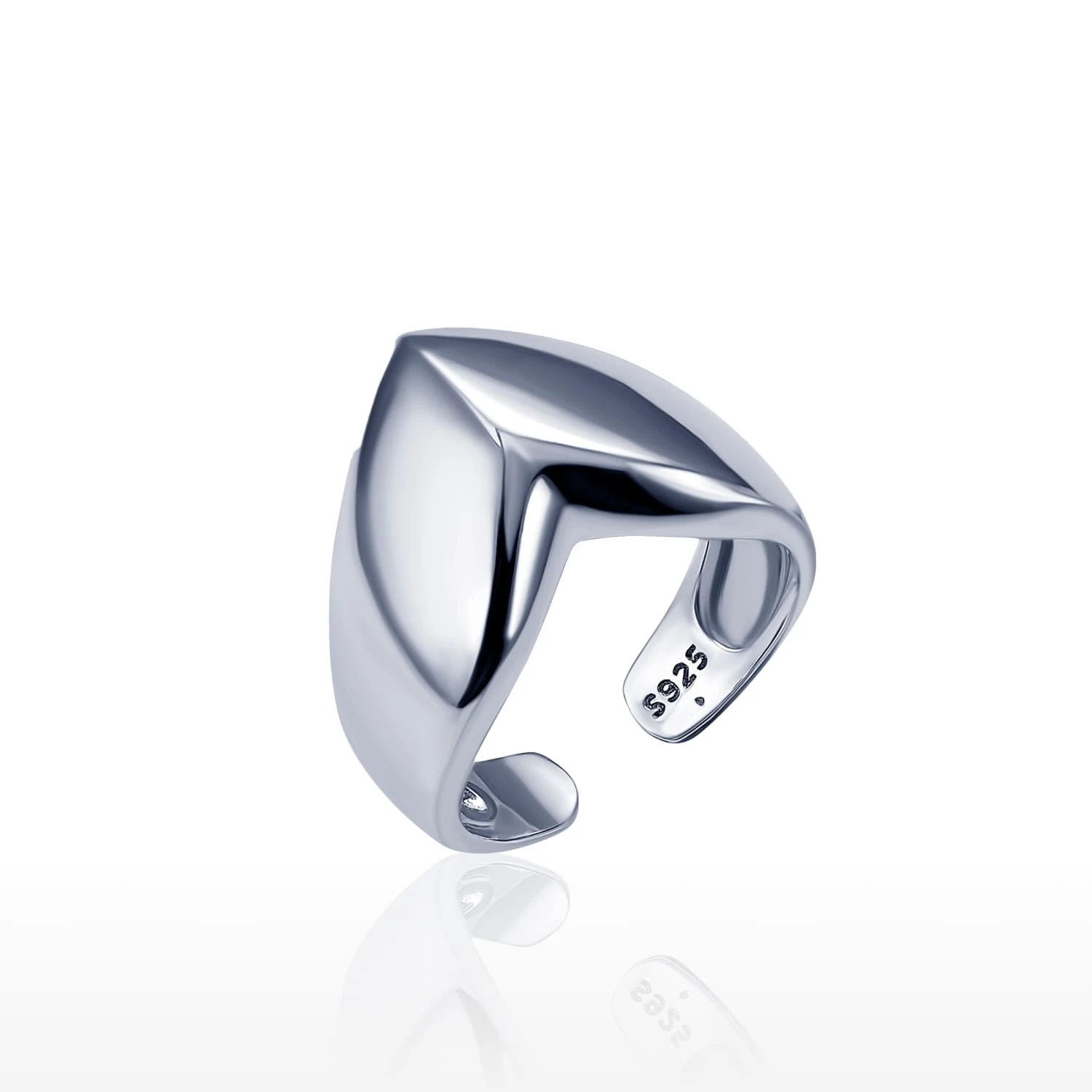 Серебряное регулируемое кольцо в форме сердца MIESTILO