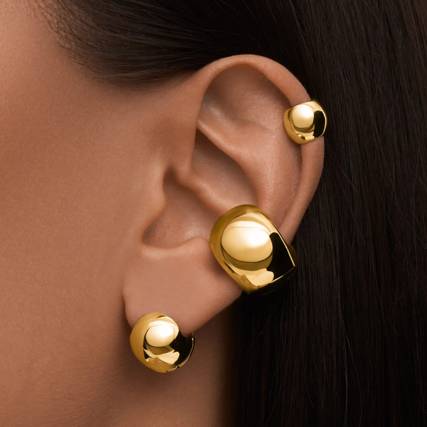 Серебряный кафф мини в покрытии желтое золото