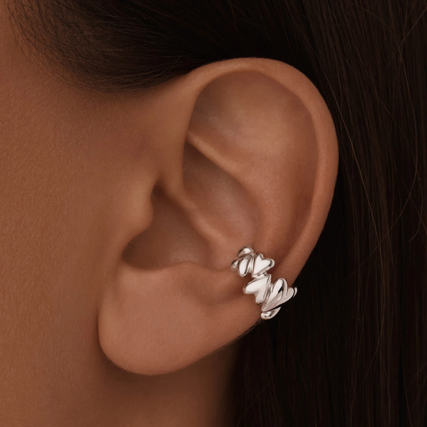 Серебряный кафф сердца MIESTILO