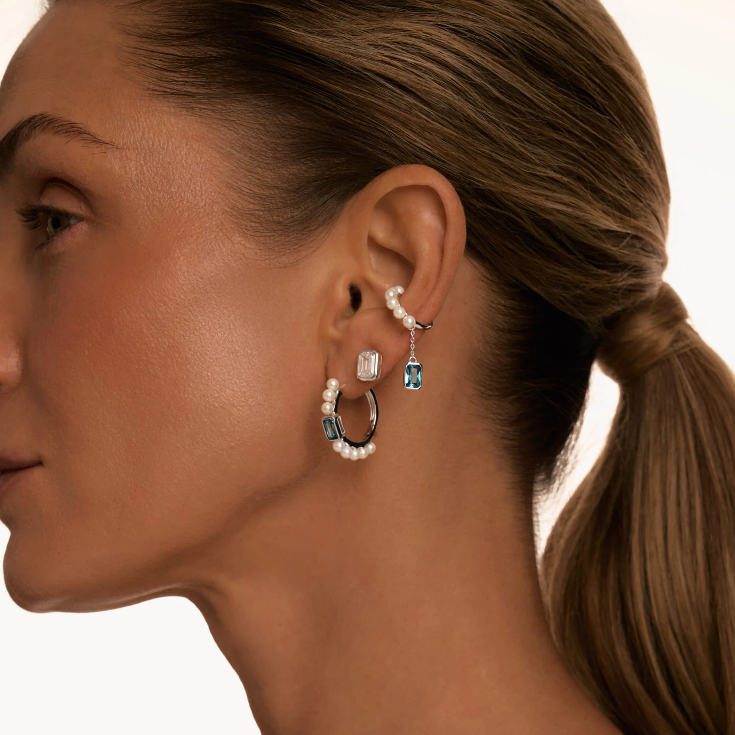 Серебряные серьги-кольца ГАЛАТЕЯ с жемчугом