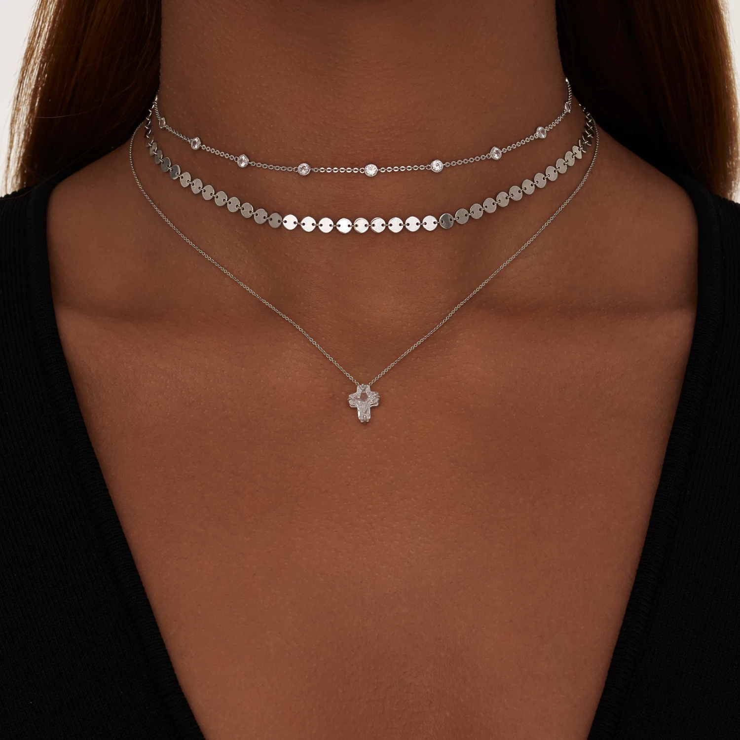 Колье-чокер из серебра с монетками