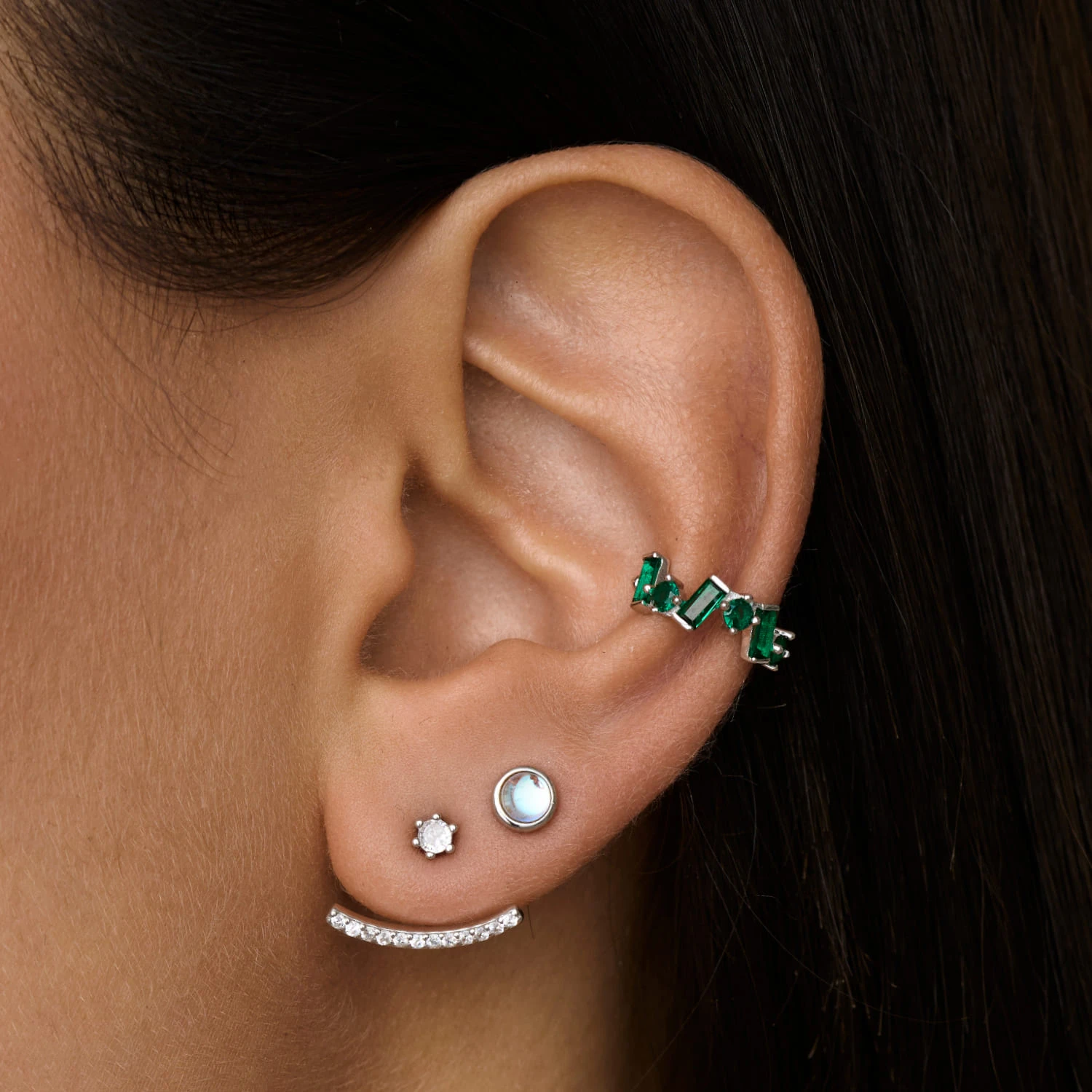 Серебряные серьги-трансформеры с фианитами MIESTILO 