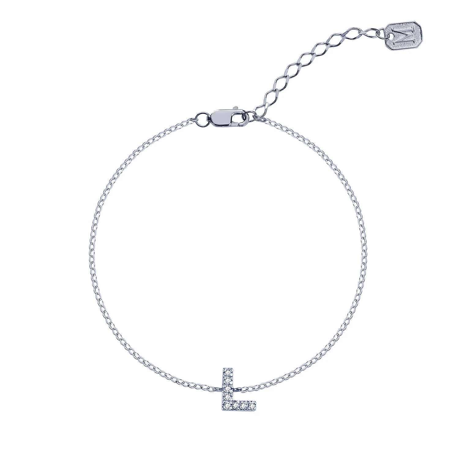 Серебряный браслет с буквой L MIESTILO