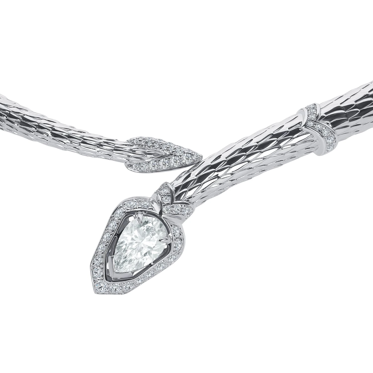 Серебряное жесткое колье EPIONA с горным хрусталем