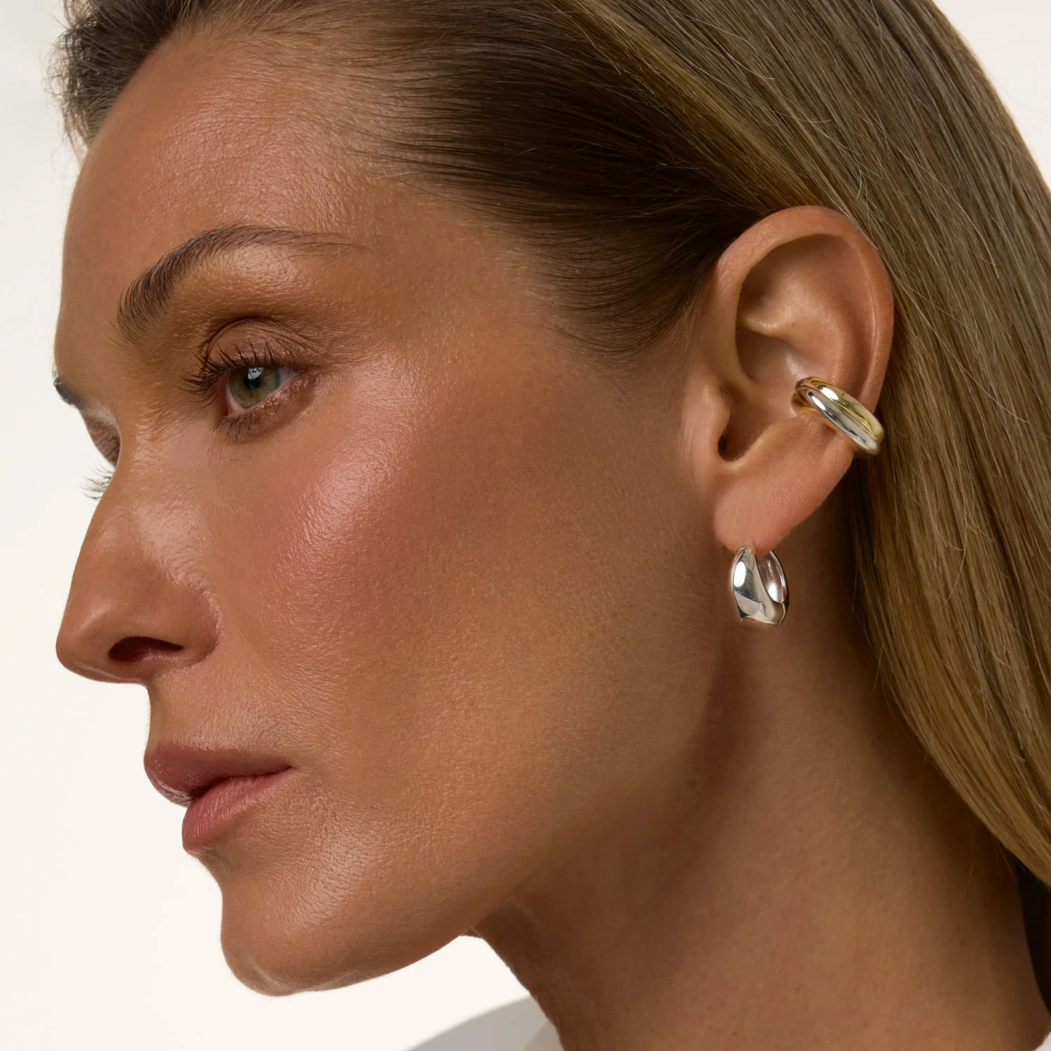 Серебряный перекрестный кафф биколор