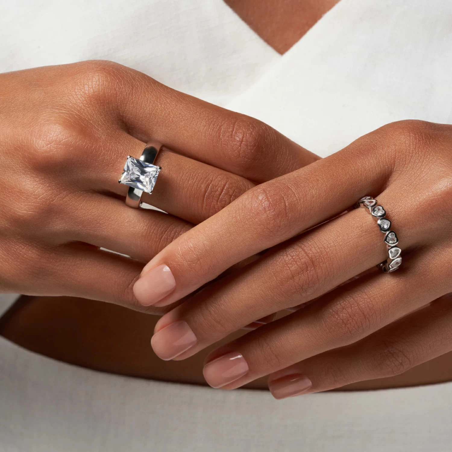 Кольцо Angel из серебра с фианитами огранки сердца