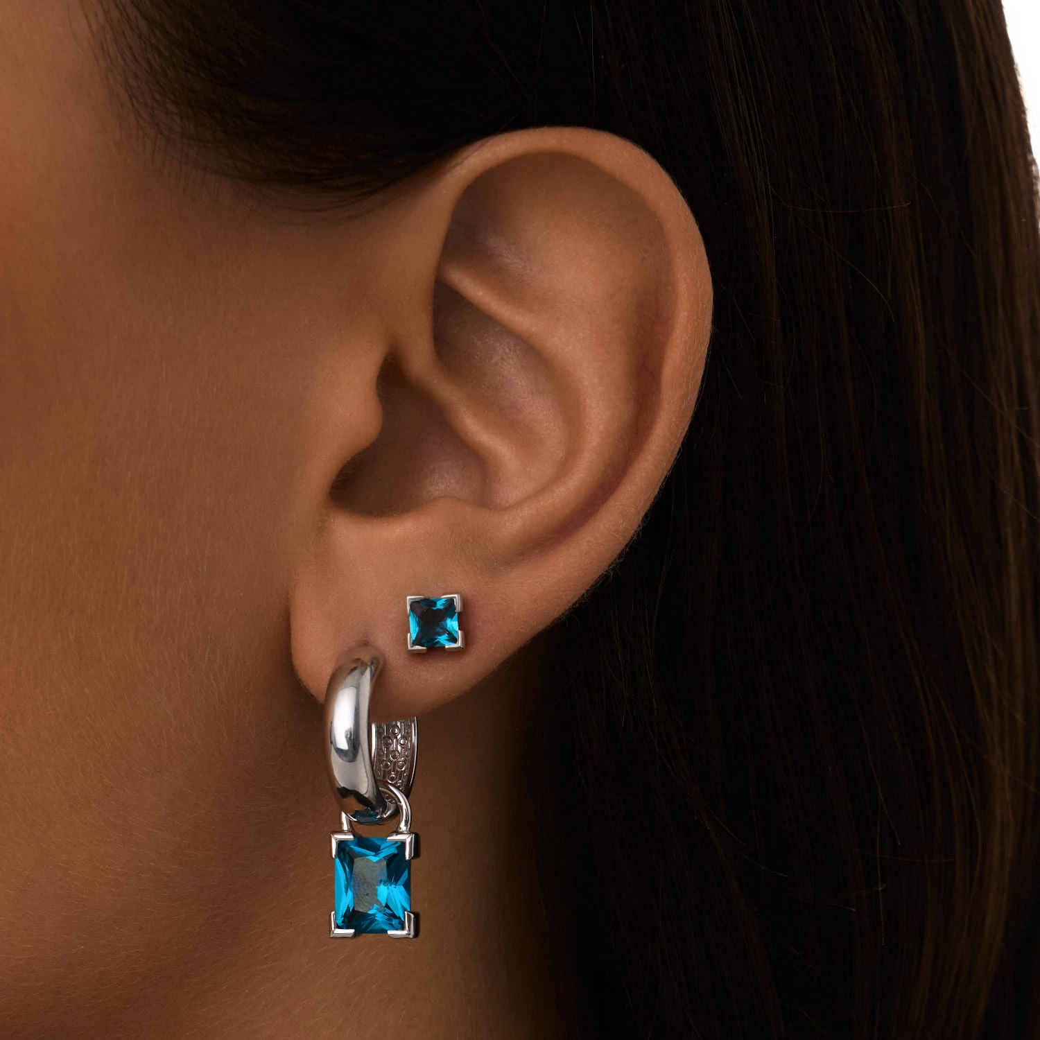 Серебряные серьги-трансформеры PURITY с London топазом