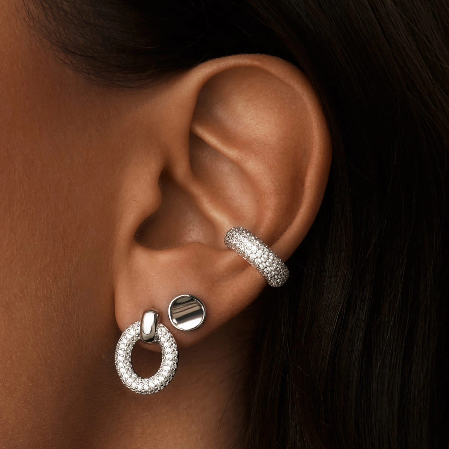 Серебряные круглые серьги