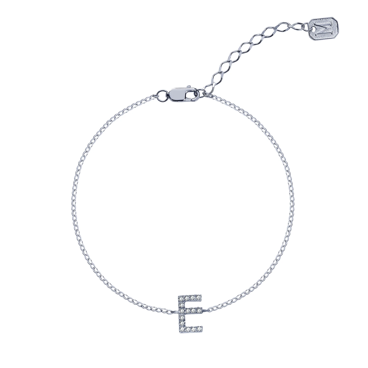Серебряный браслет с буквой E MIESTILO