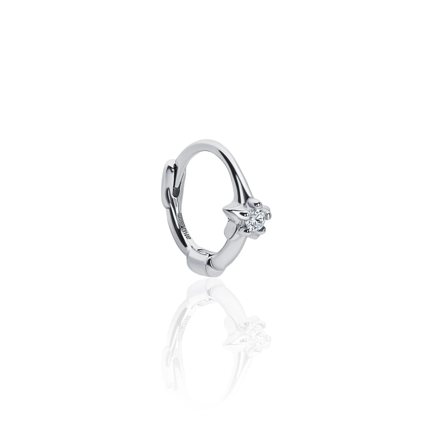 Серебряная моносерьга кликер с фианитом MIESTILO 