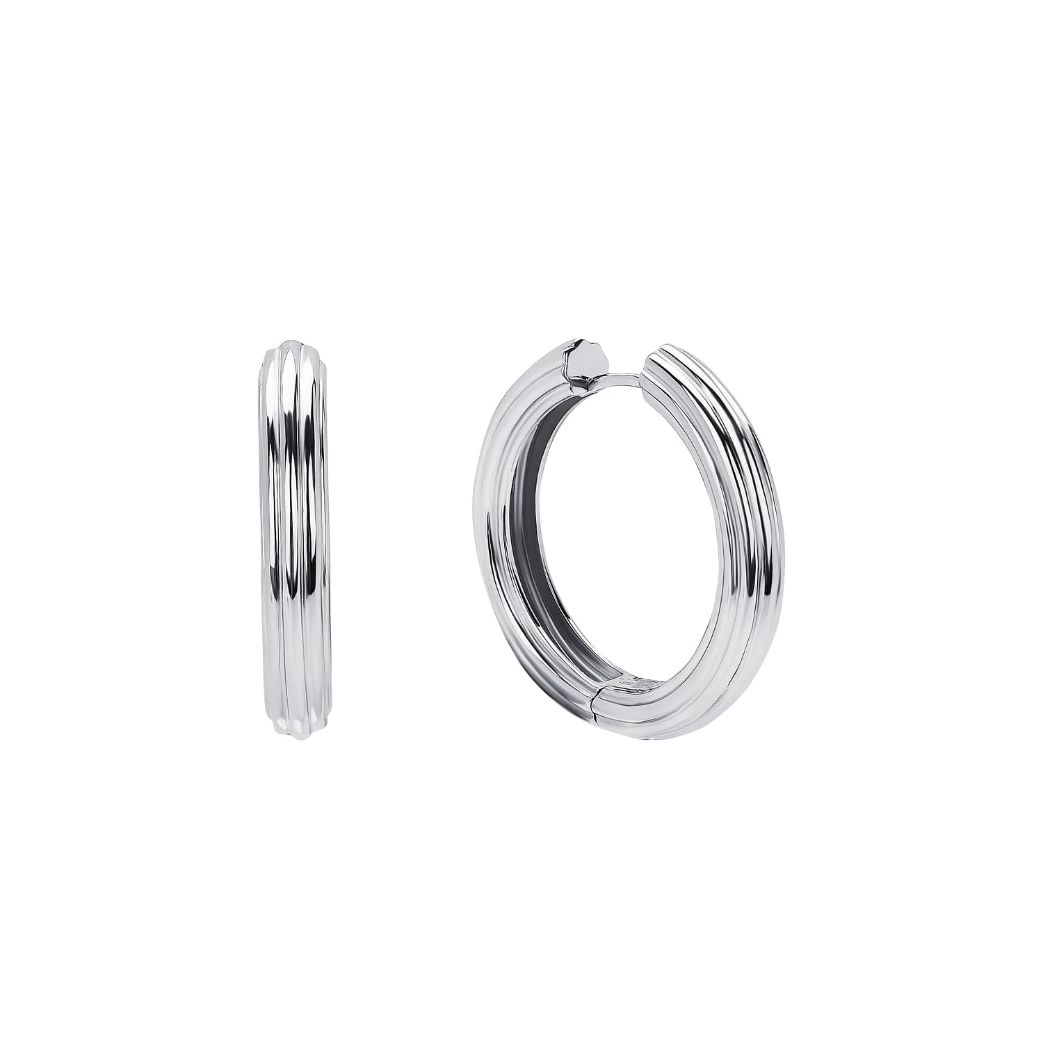 Массивные серебряные серьги-конго с рельефом MIESTILO 