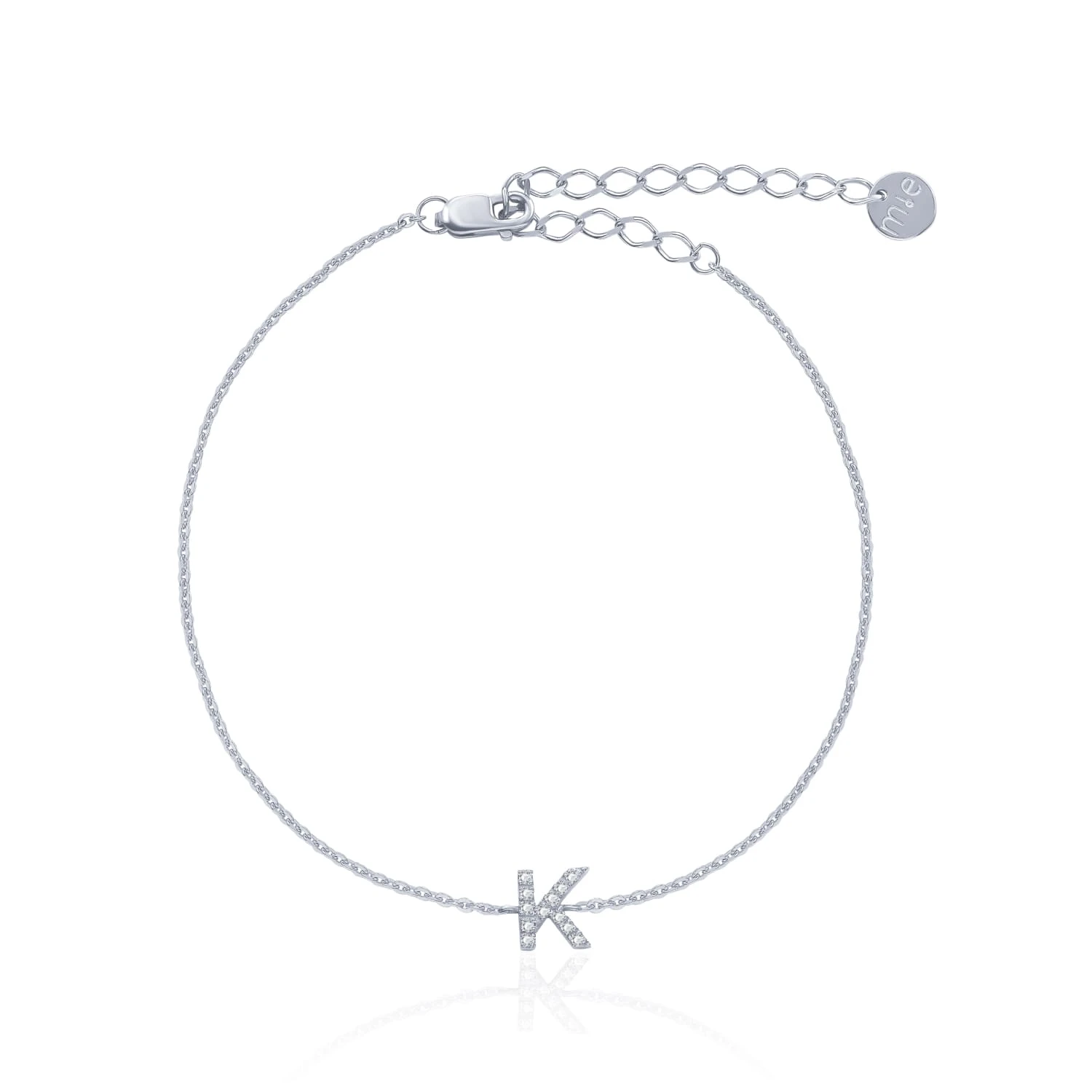 Серебряный браслет с буквой К MIESTILO