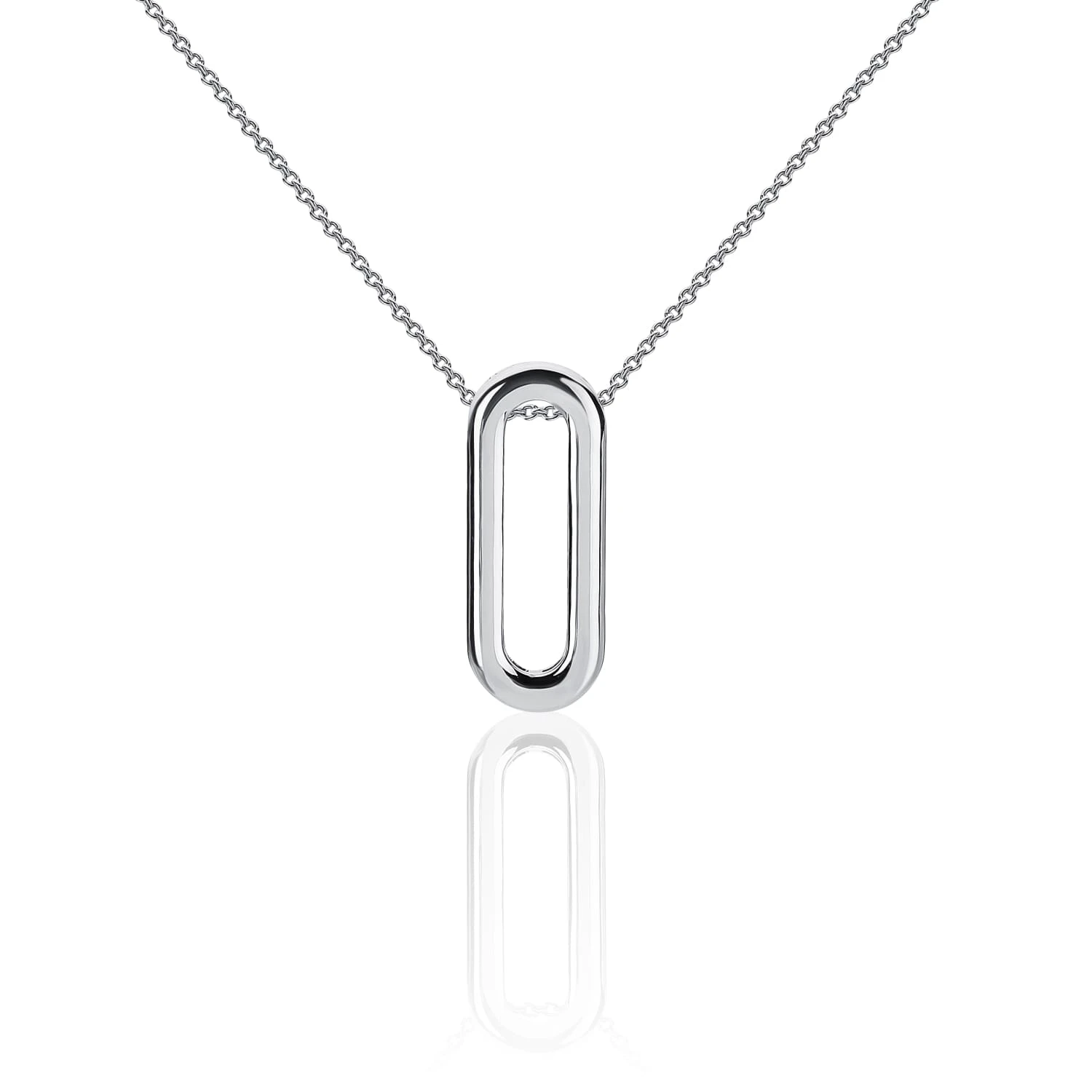 Колье из серебра с фактурным овалом и фианитами