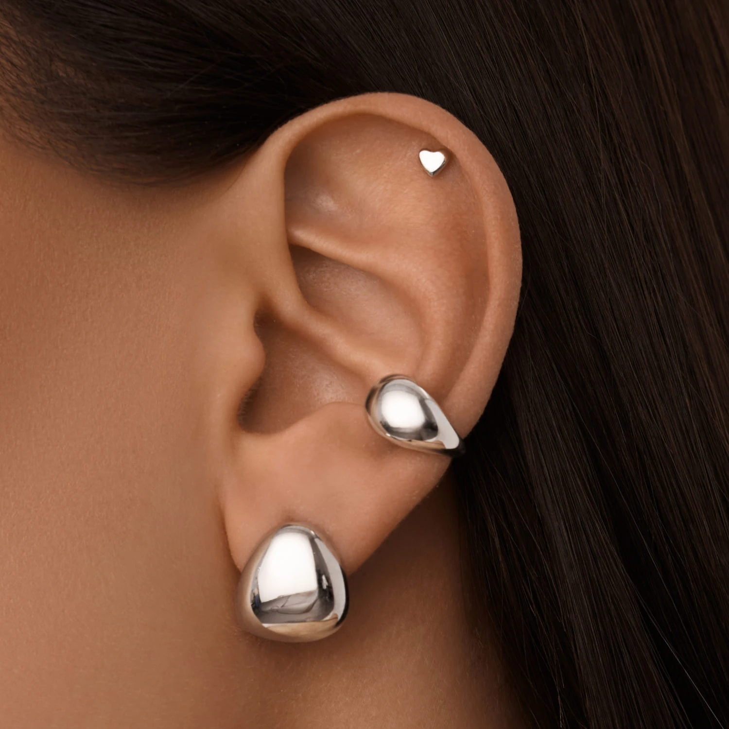 Каплевидные серьги-пусеты из серебра MIESTILO 