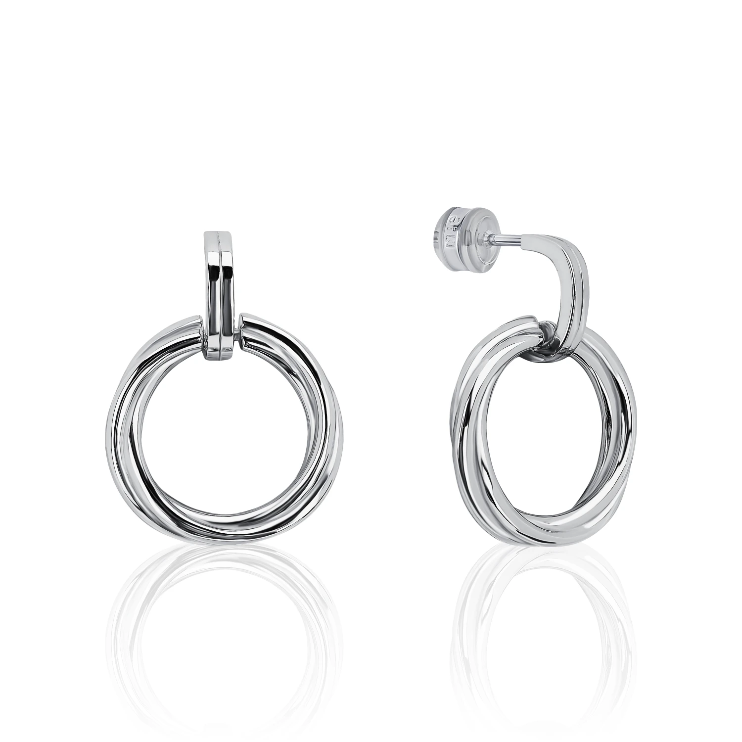 Серьги из серебра с подвесными кольцами MIESTILO