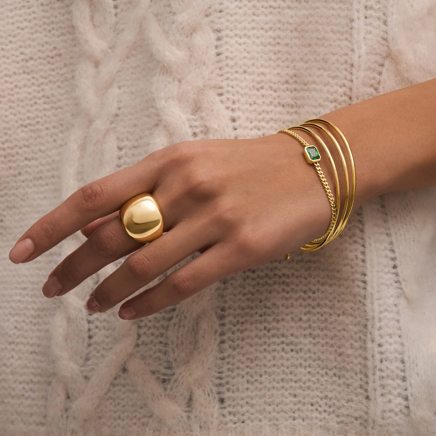 Объемное кольцо PENELOPE из серебра в покрытии желтое золото